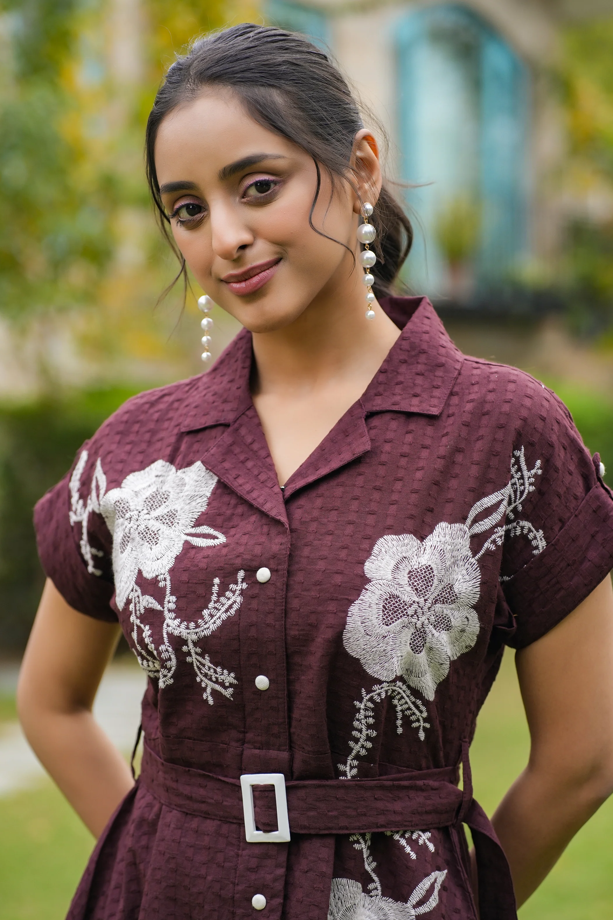 Joshna Mulberry Embroidery Cotton Dress - Image 2