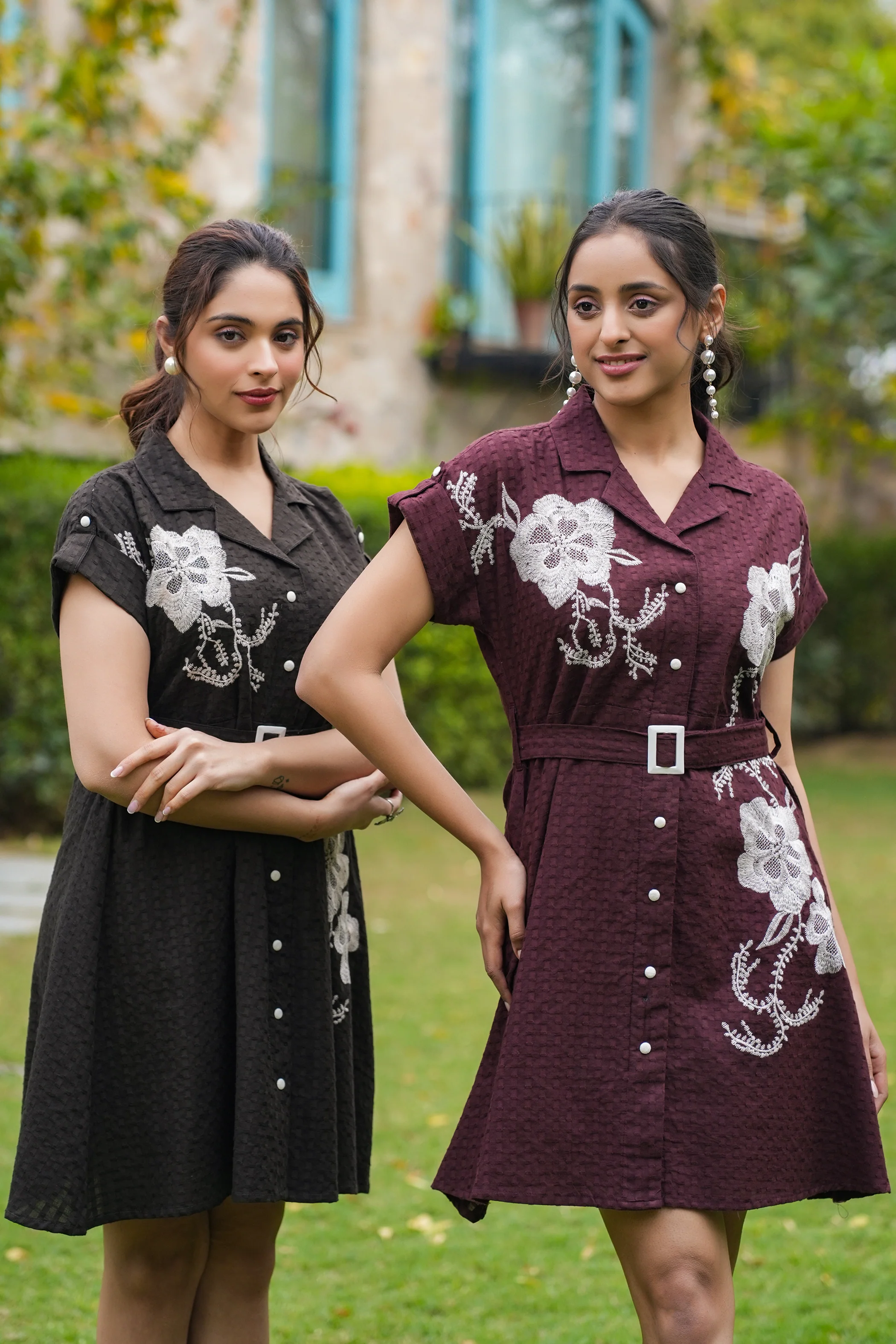 Joshna Mulberry Embroidery Cotton Dress - Image 3