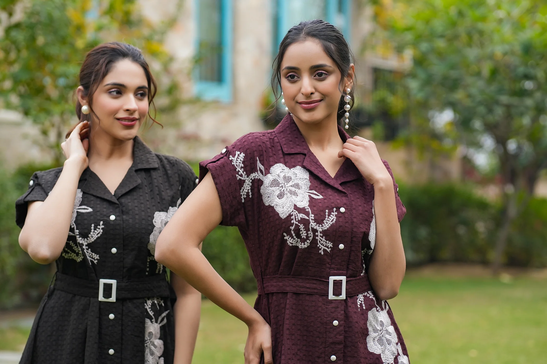 Joshna Mulberry Embroidery Cotton Dress - Image 5
