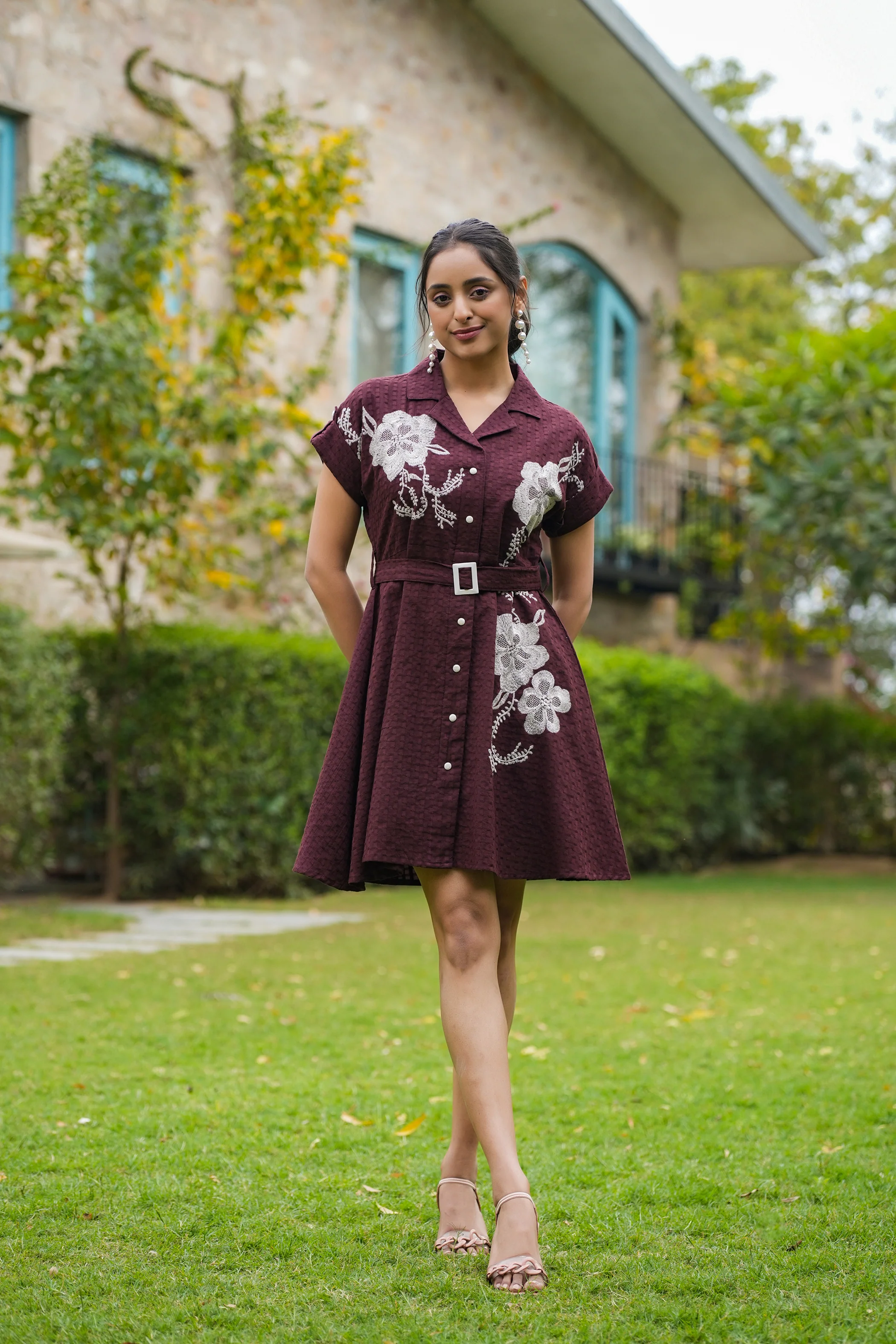 Joshna Mulberry Embroidery Cotton Dress - Image 9