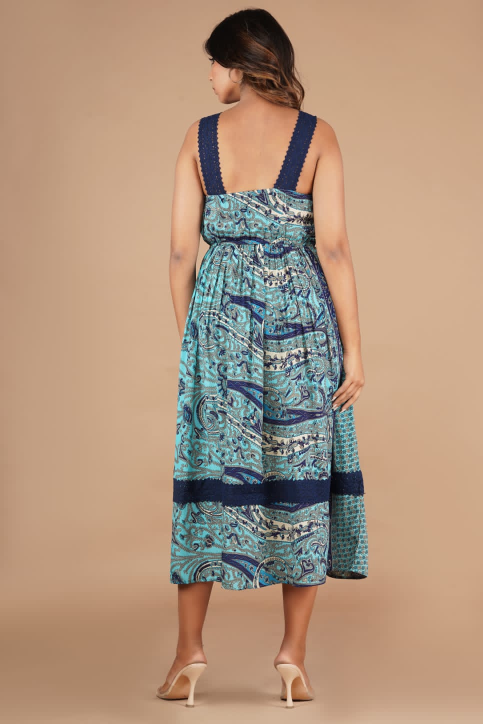 Shiba Blue Printed Muslin Dress - Image 5