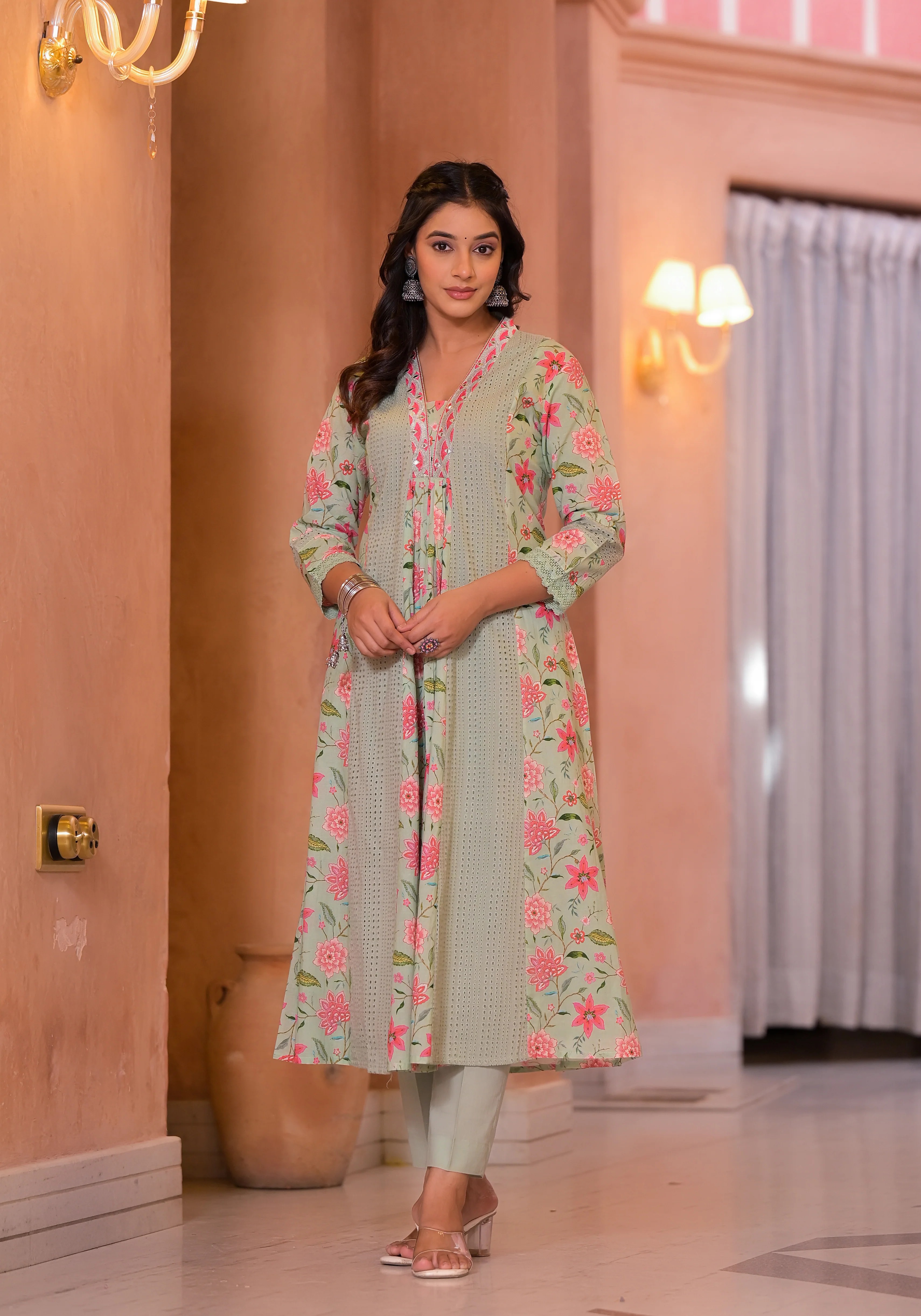 Diti Leaf Full Schiffli Pure Cotton Suit Set - Image 3