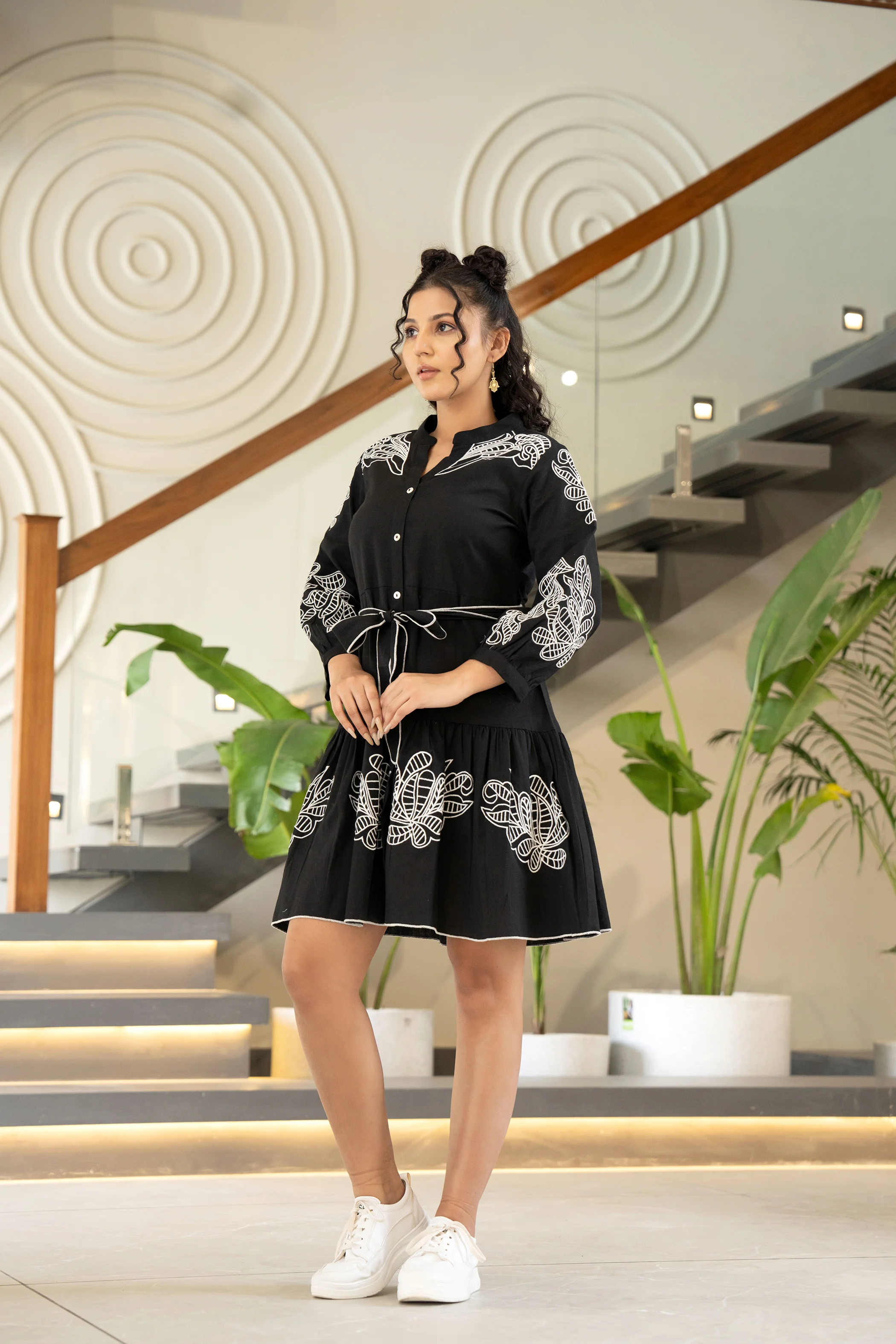 Hemal Onyx Embroidered Cotton Dress - Image 10