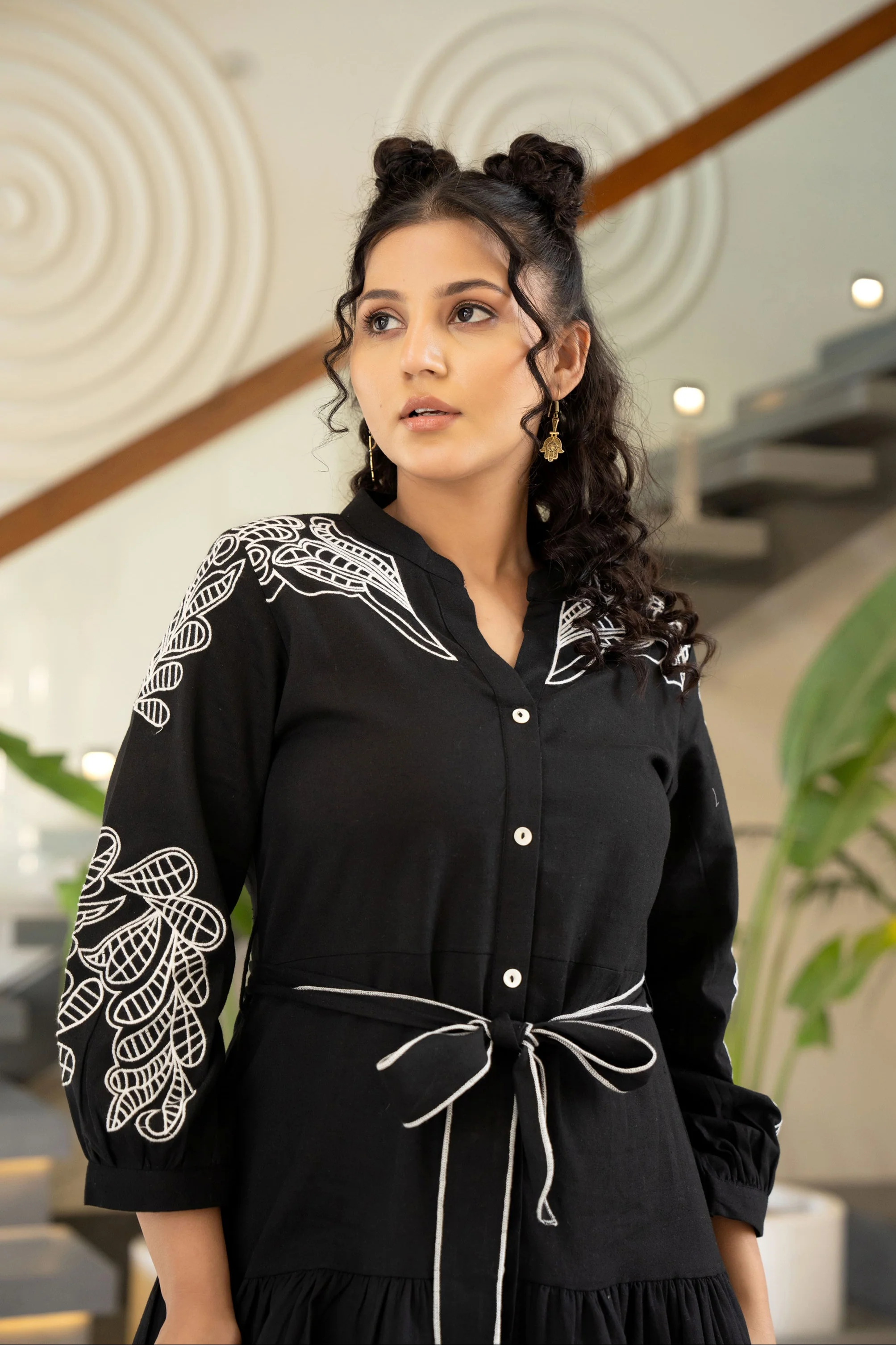 Hemal Onyx Embroidered Cotton Dress - Image 2