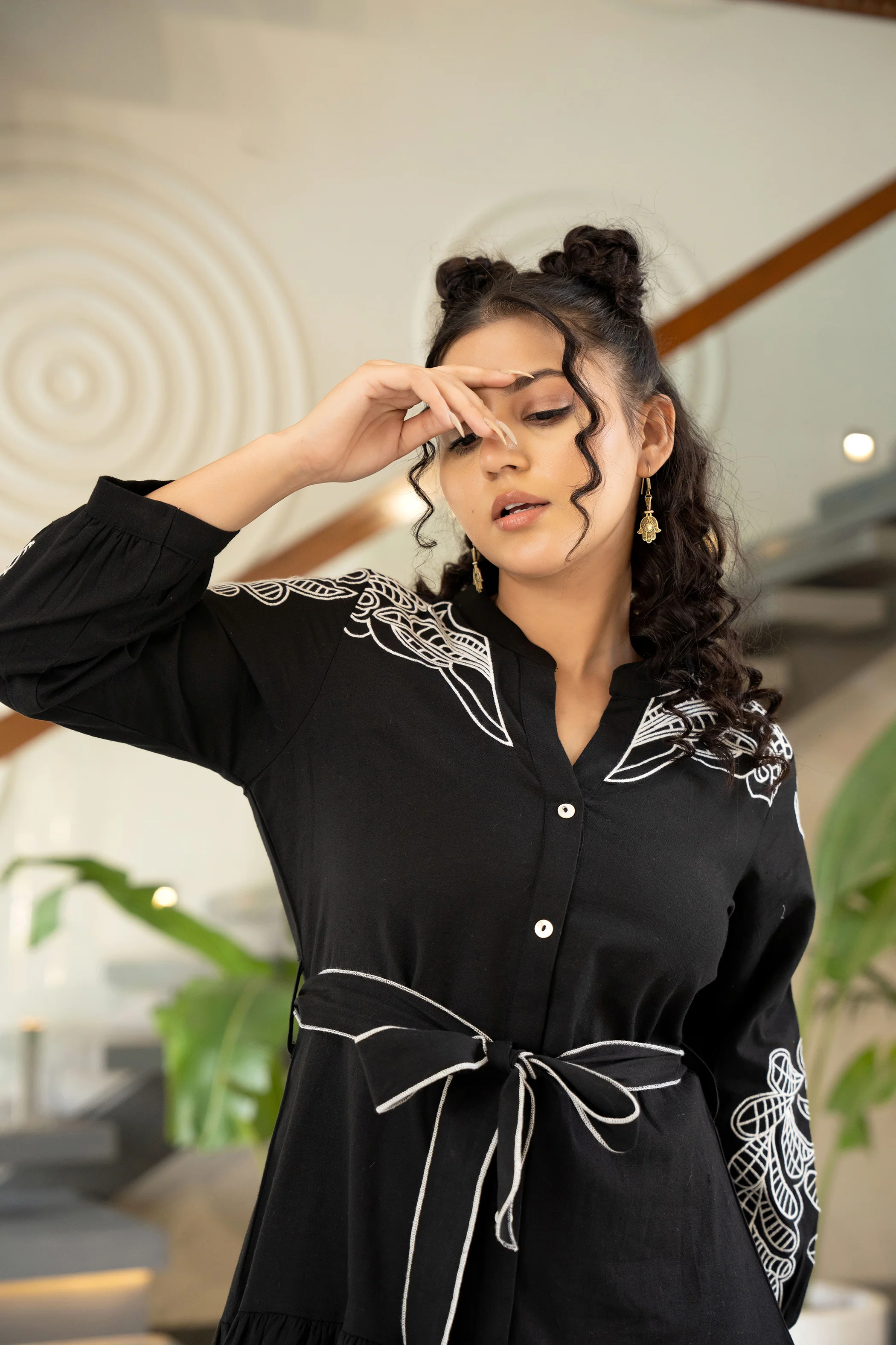 Hemal Onyx Embroidered Cotton Dress - Image 4