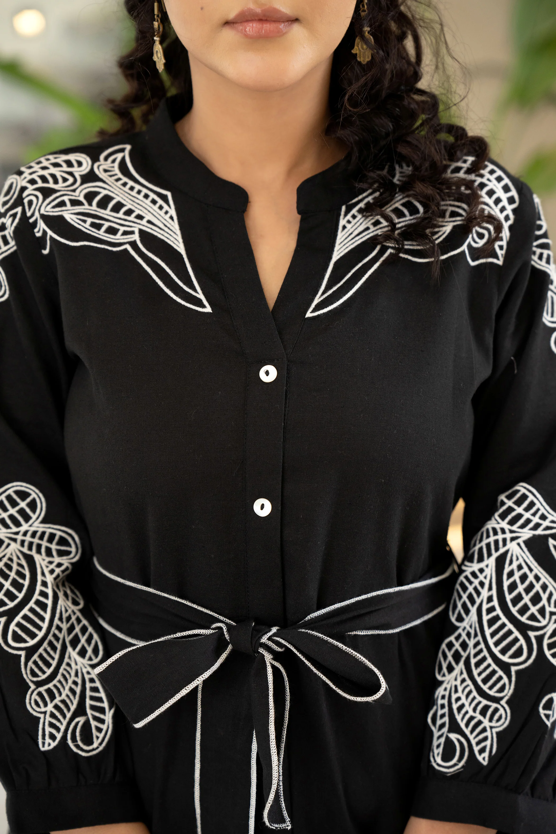 Hemal Onyx Embroidered Cotton Dress - Image 6