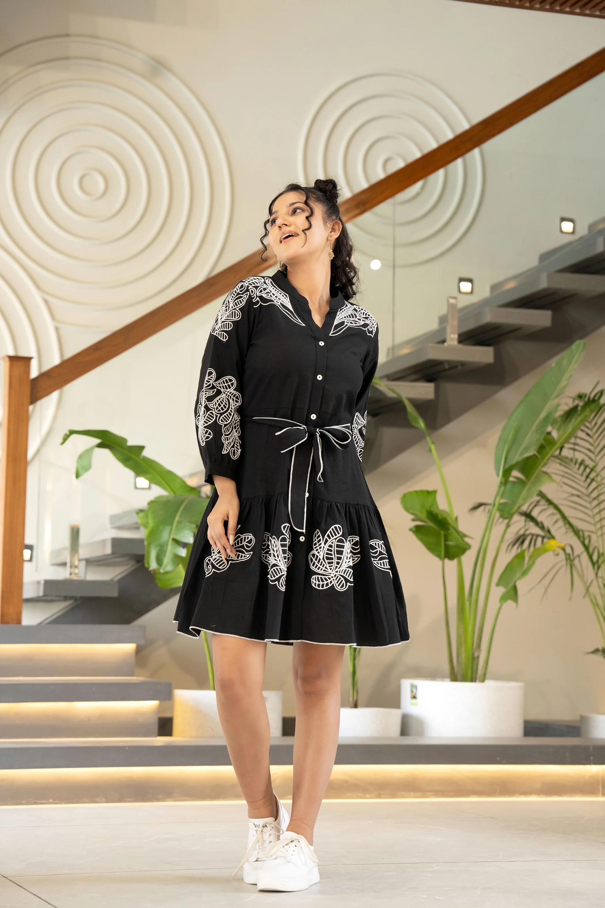 Hemal Onyx Embroidered Cotton Dress - Image 9