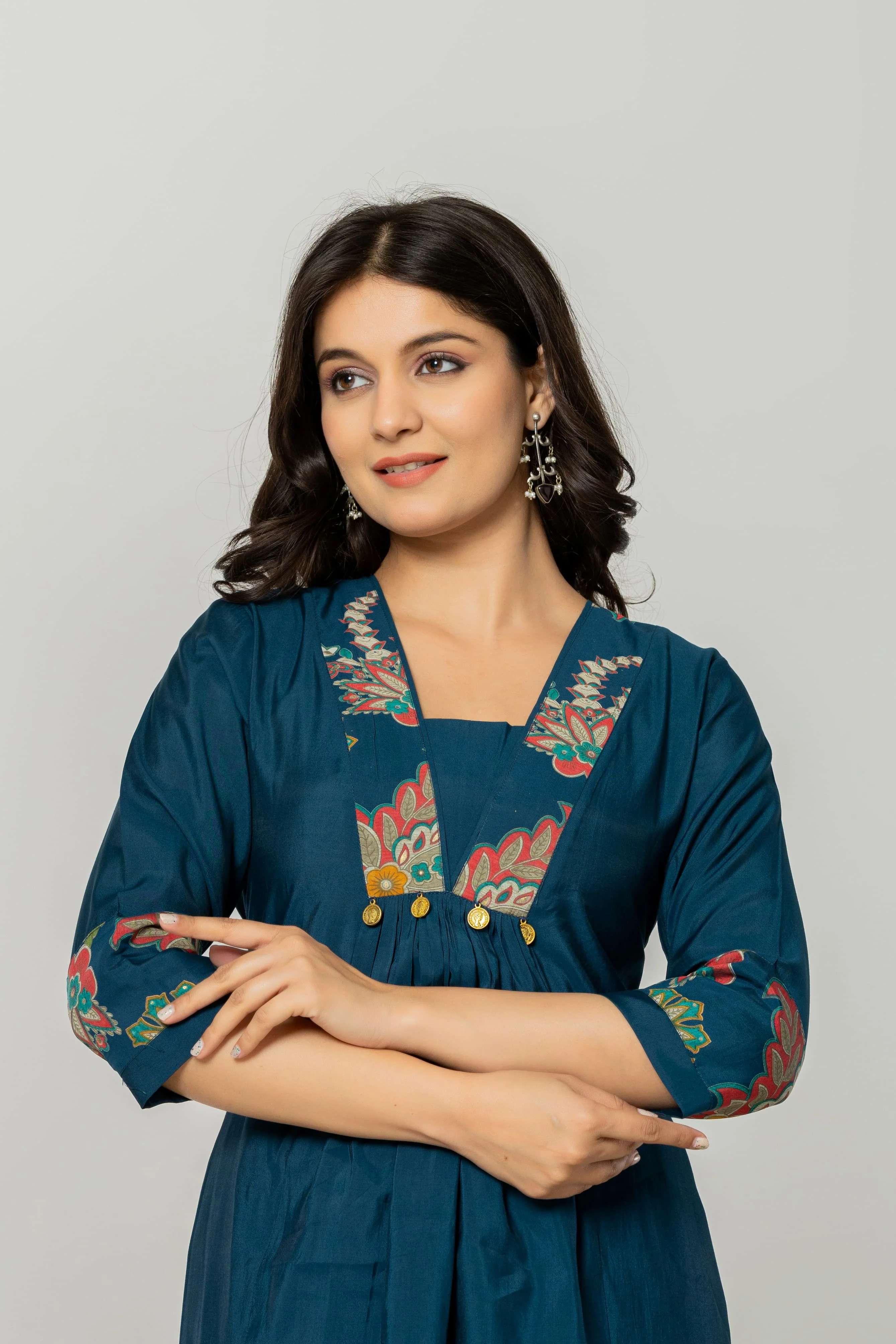 Mika Navy Kurta Pant Set - Image 2