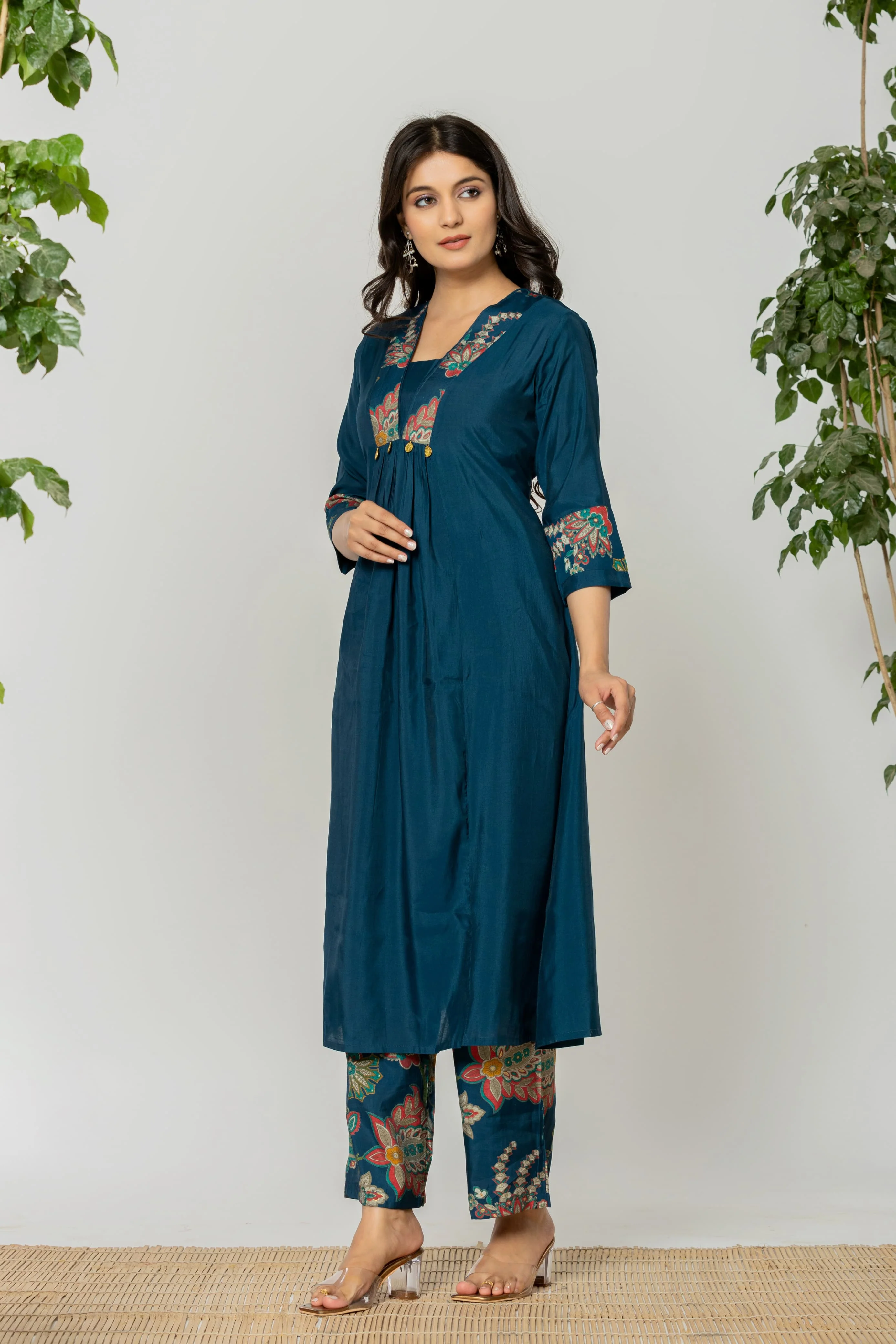 Mika Navy Kurta Pant Set - Image 6