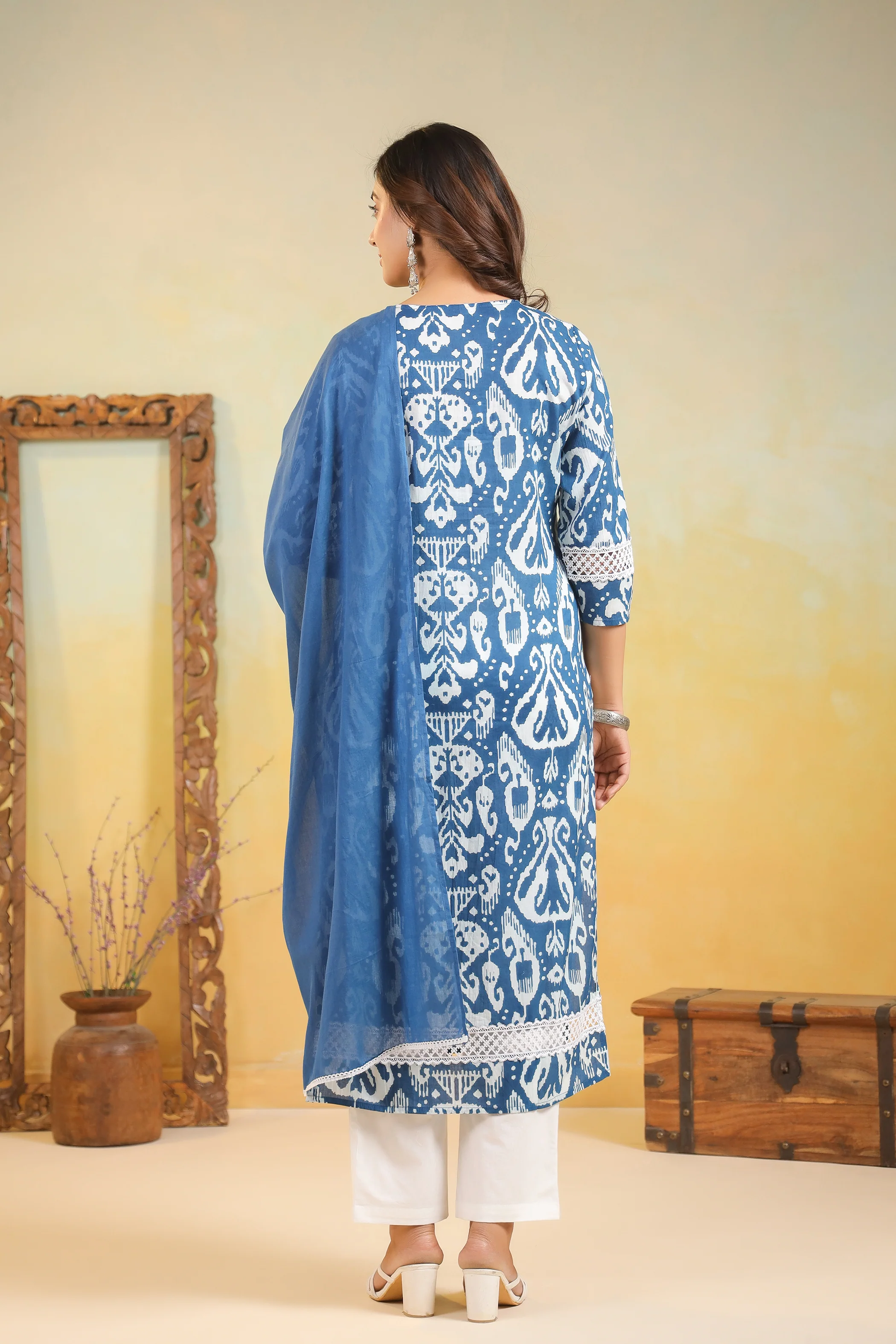 ARANYA OCEAN IKAT PRINT COTTON SUIT SET - Image 5