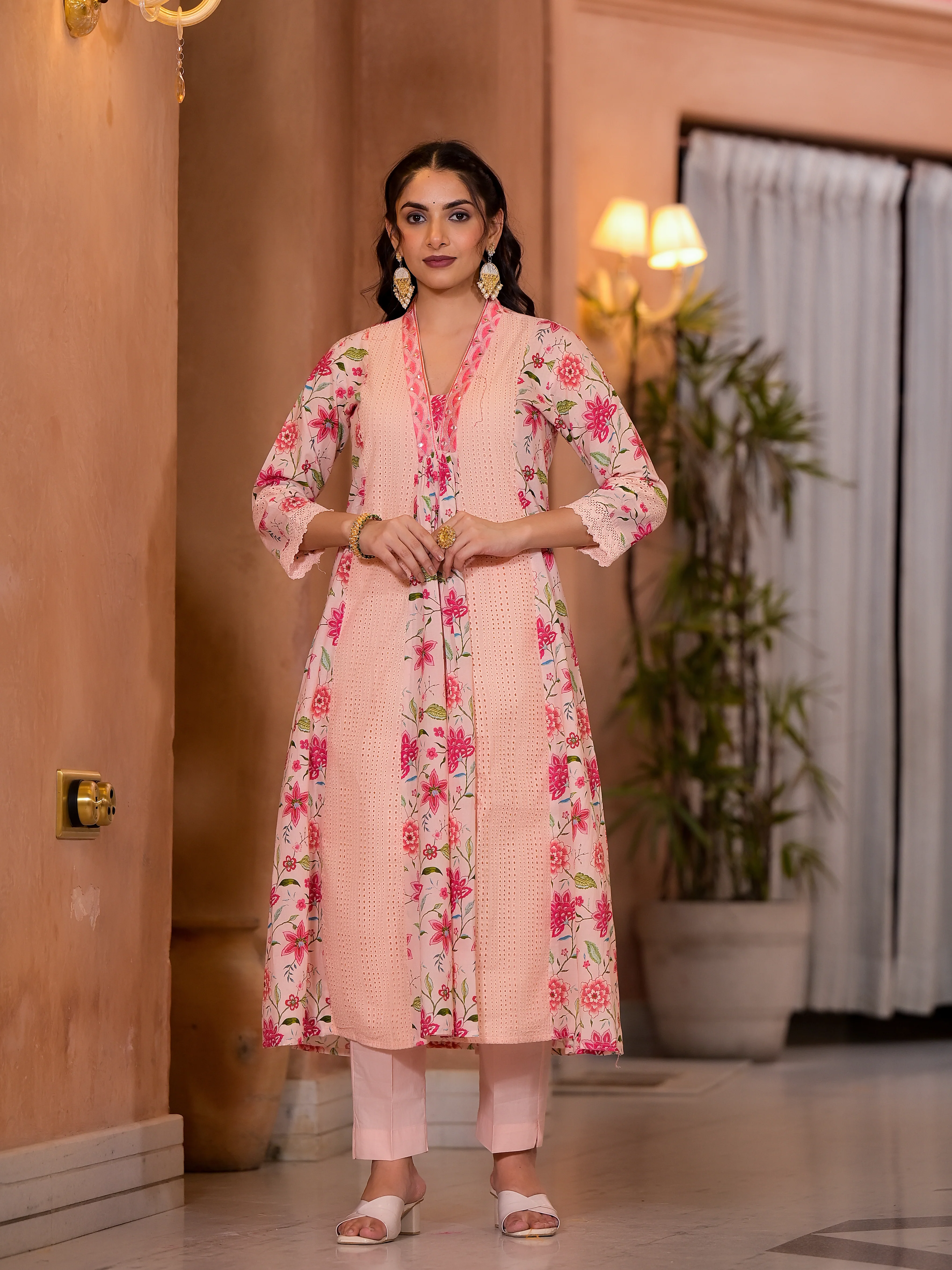 Diti Apricot Full Schiffli Pure Cotton Suit Set - Image 6