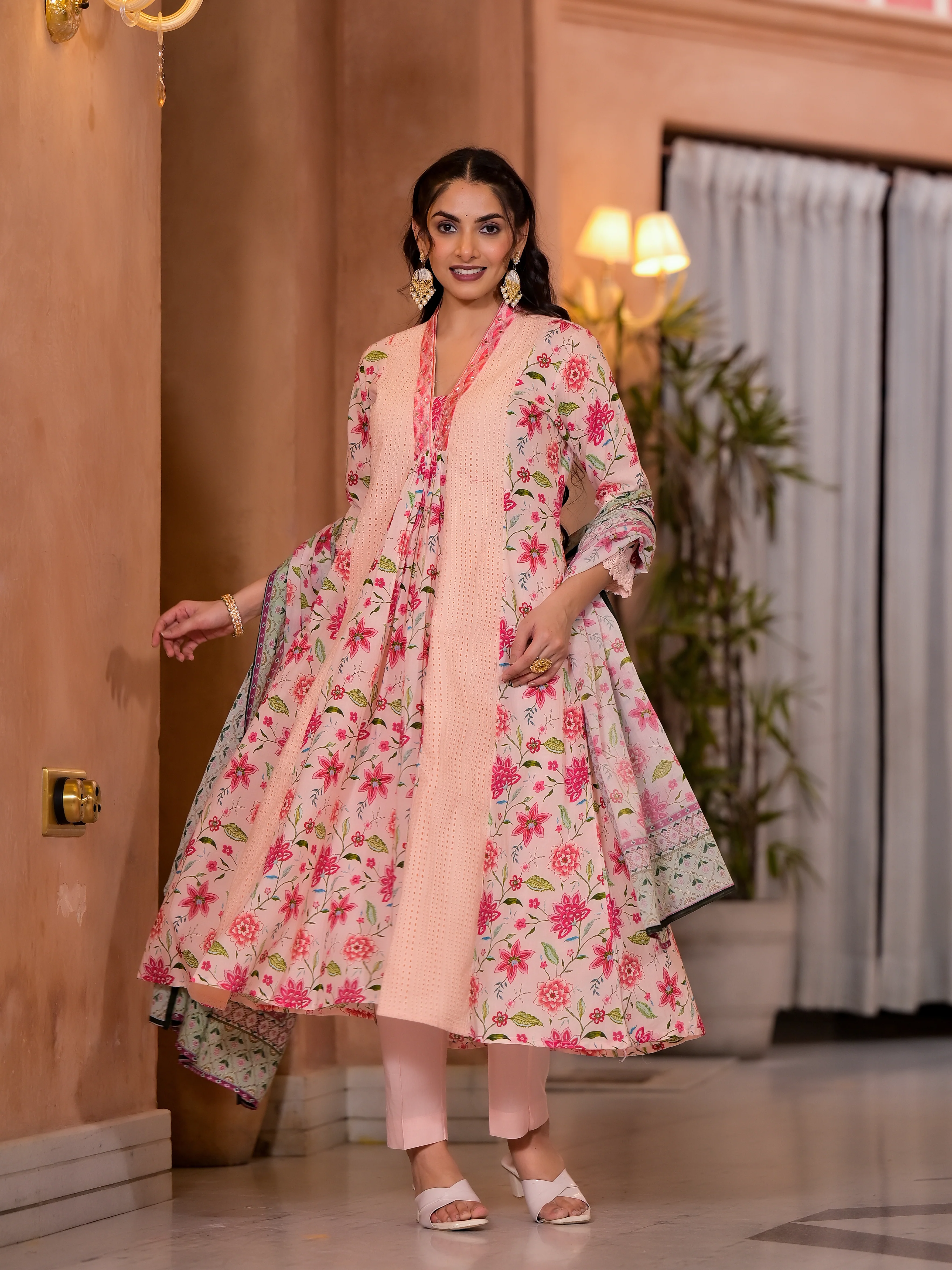 Diti Apricot Full Schiffli Pure Cotton Suit Set - Image 8