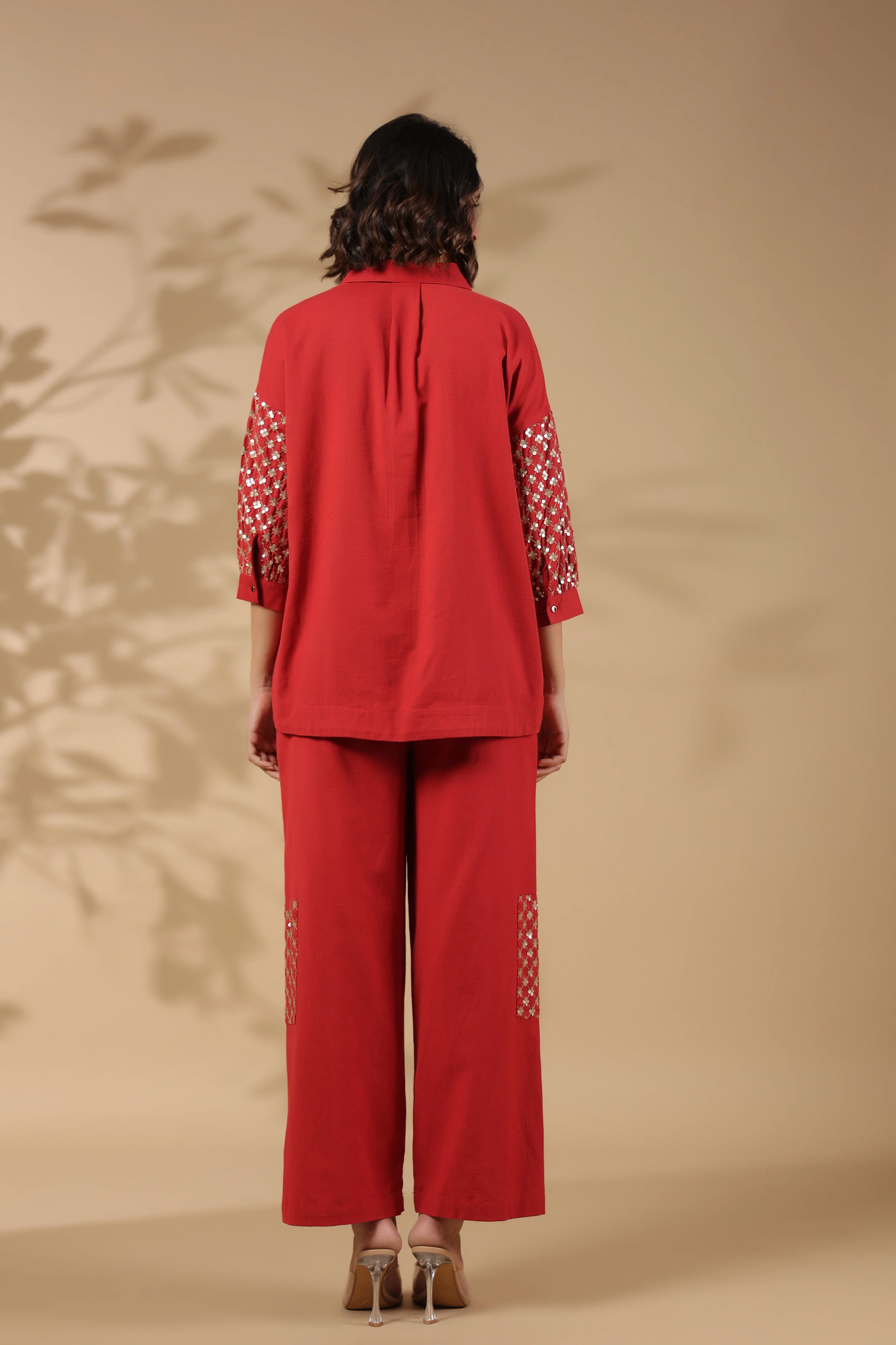 Tracy Crimson Sequins Premium Co-ord Set - Image 2