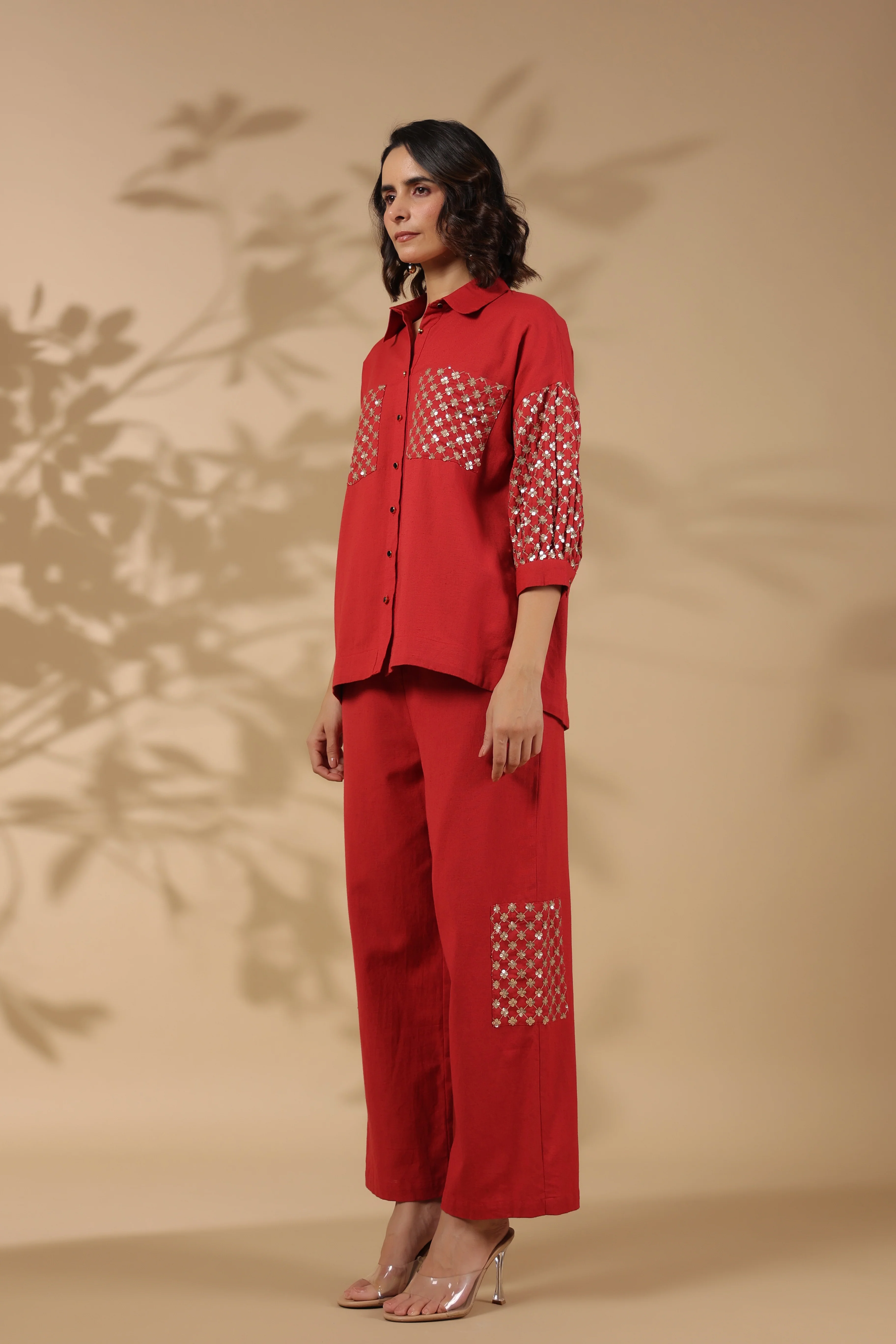 Tracy Crimson Sequins Premium Co-ord Set - Image 3