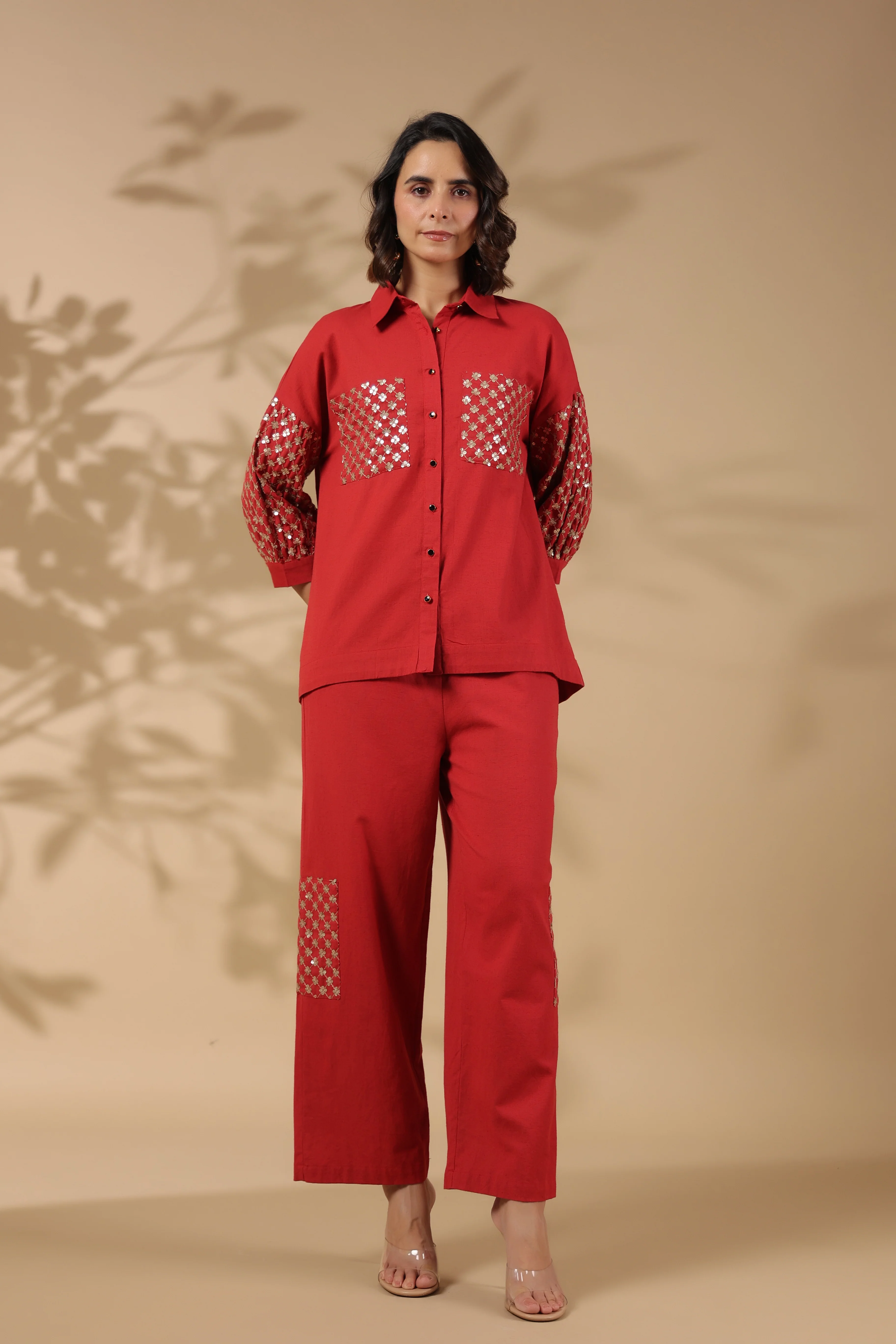 Tracy Crimson Sequins Premium Co-ord Set - Image 5