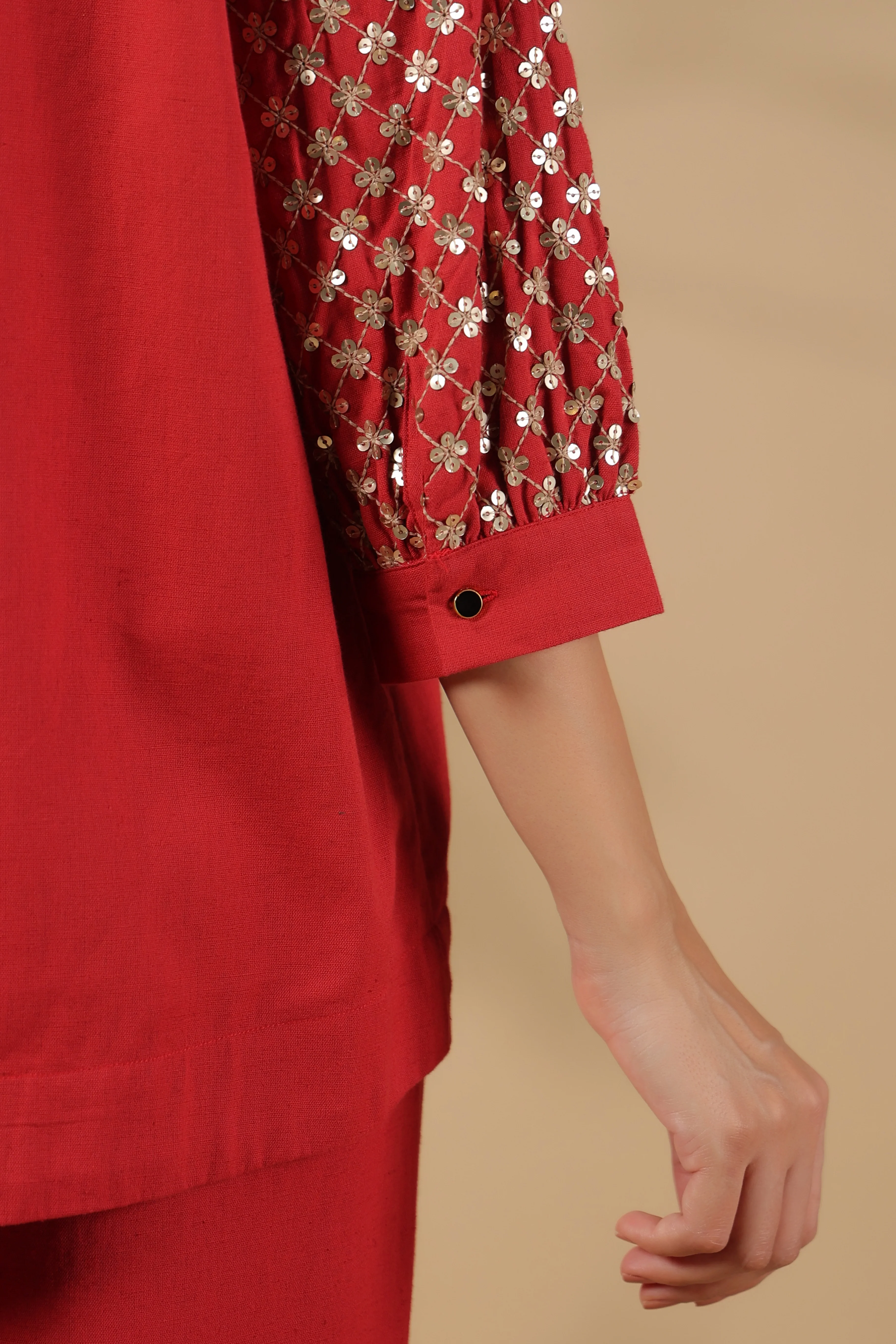 Tracy Crimson Sequins Premium Co-ord Set - Image 6