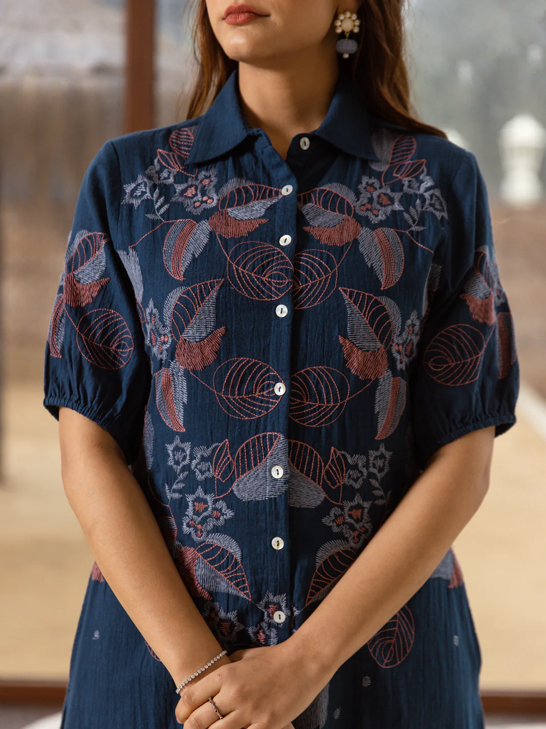 Viva Azure Embroidery Cotton Midi Dress - Image 2