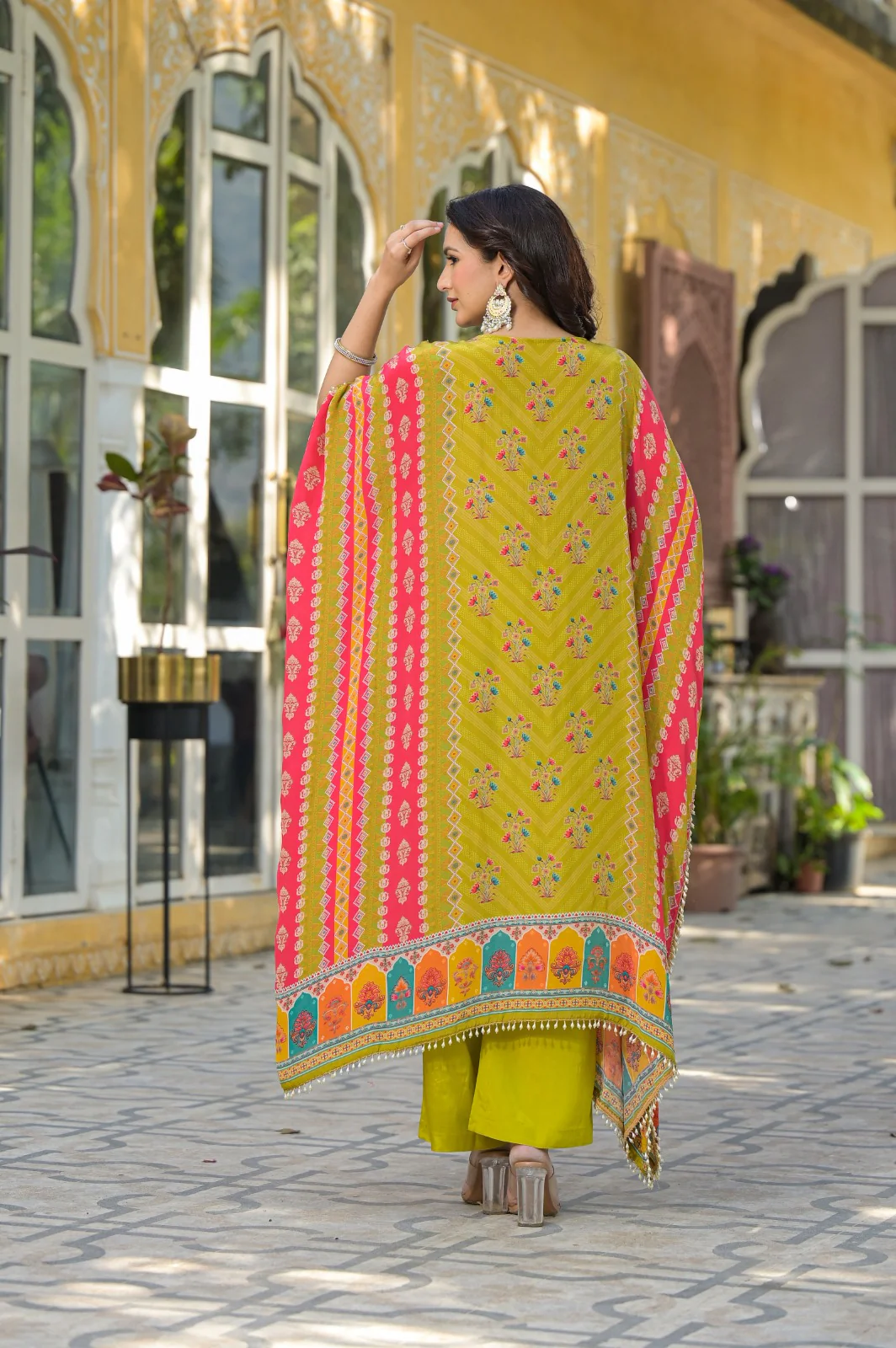 Mehna Fern Full Heavy Work Kaftan Pant Set - Image 3