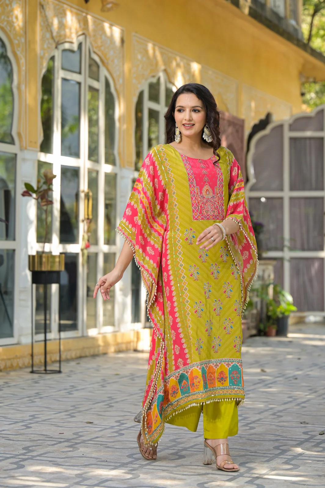 Mehna Fern Full Heavy Work Kaftan Pant Set - Image 4