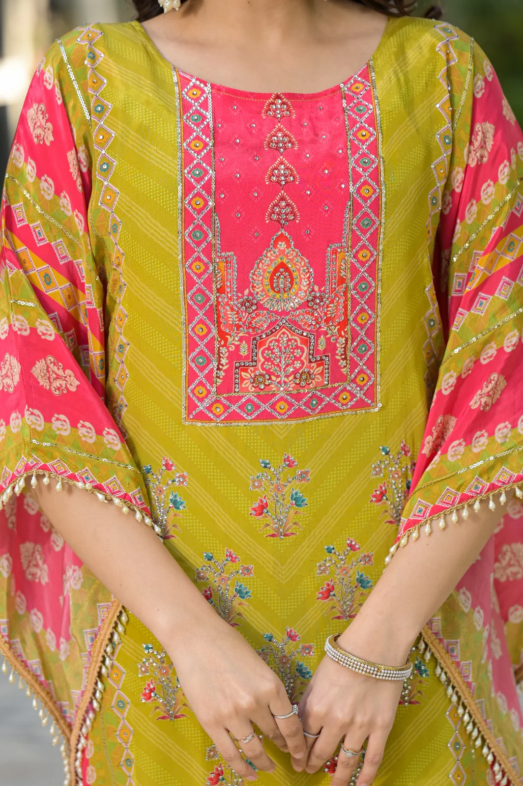 Mehna Fern Full Heavy Work Kaftan Pant Set - Image 6