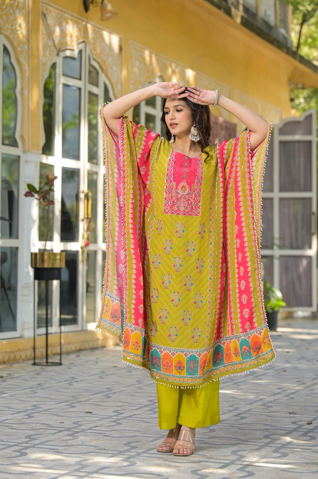 Mehna Fern Full Heavy Work Kaftan Pant Set - Image 7