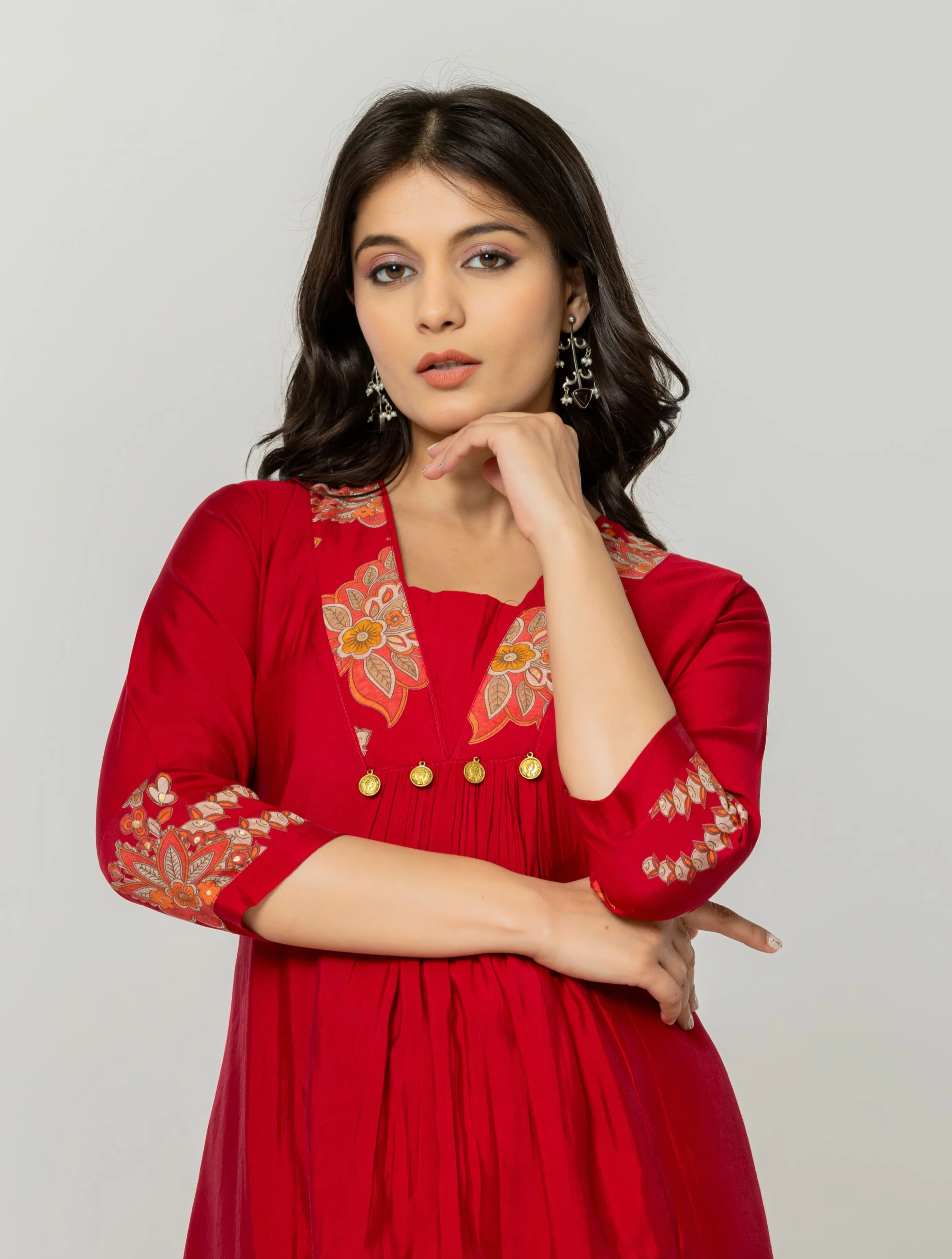 SNEHA CRIMSON KURTA PANT SET - Image 2