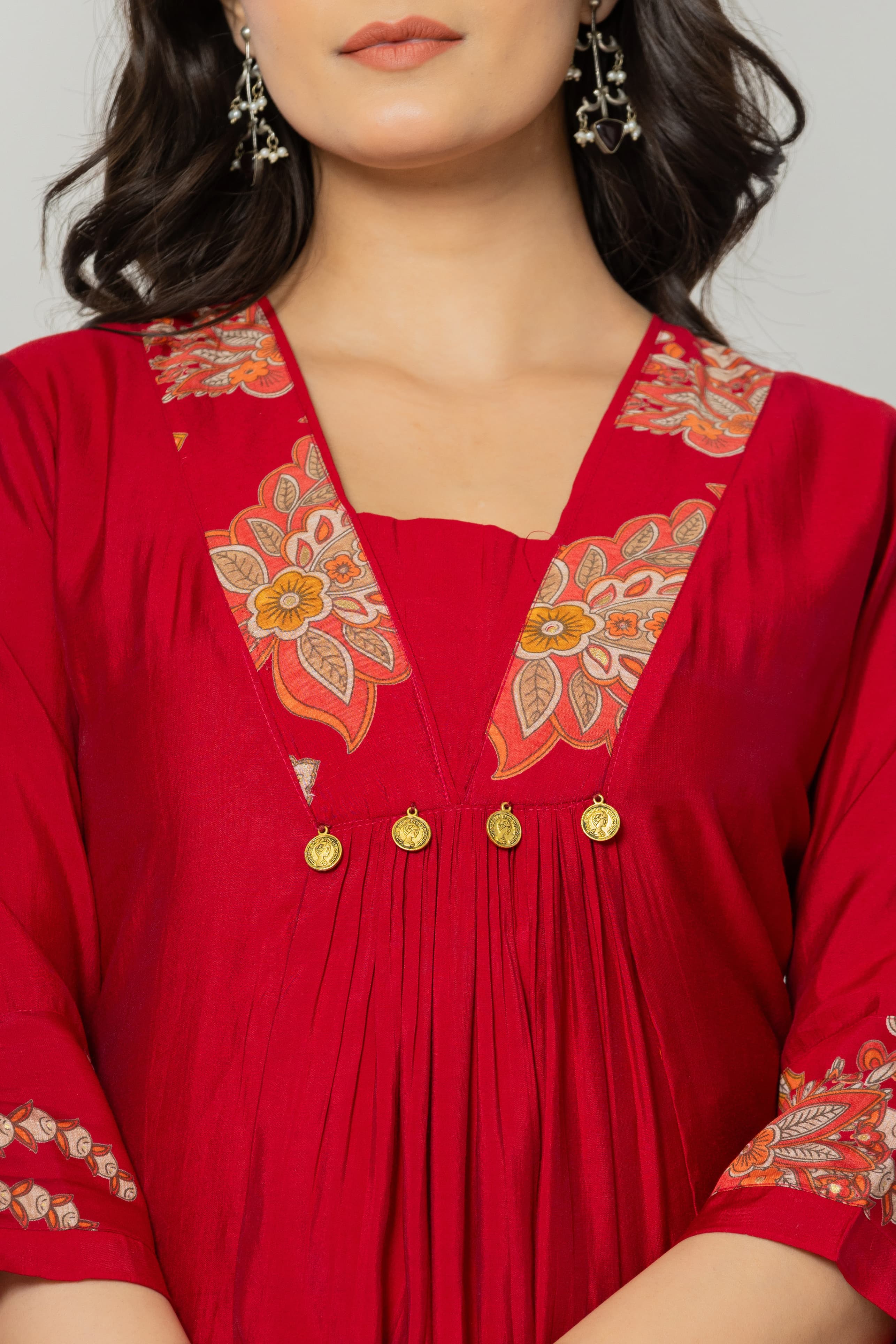 SNEHA CRIMSON KURTA PANT SET - Image 3