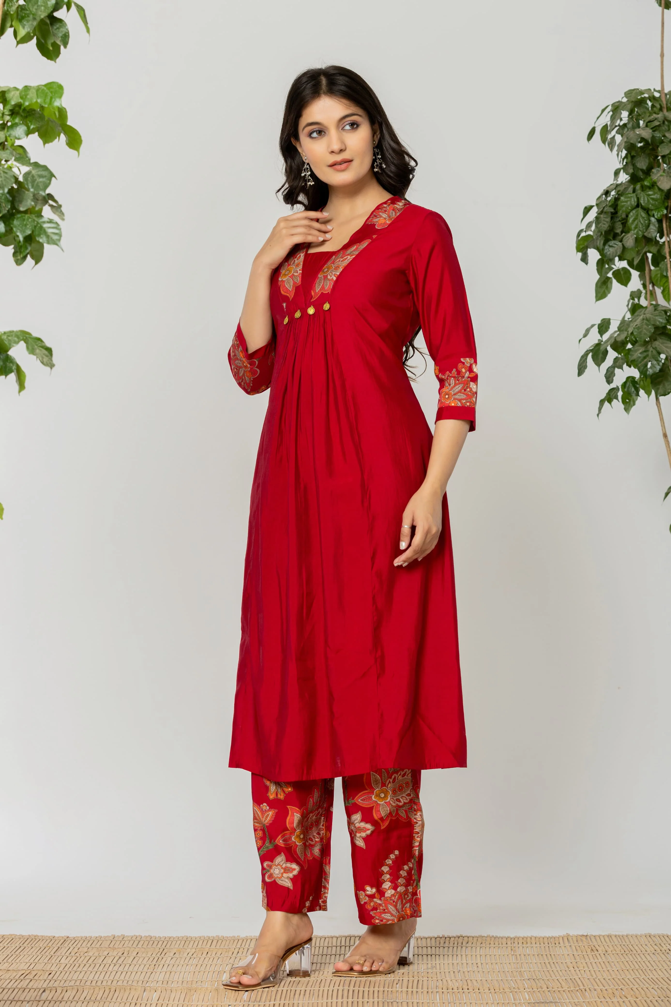 SNEHA CRIMSON KURTA PANT SET - Image 6