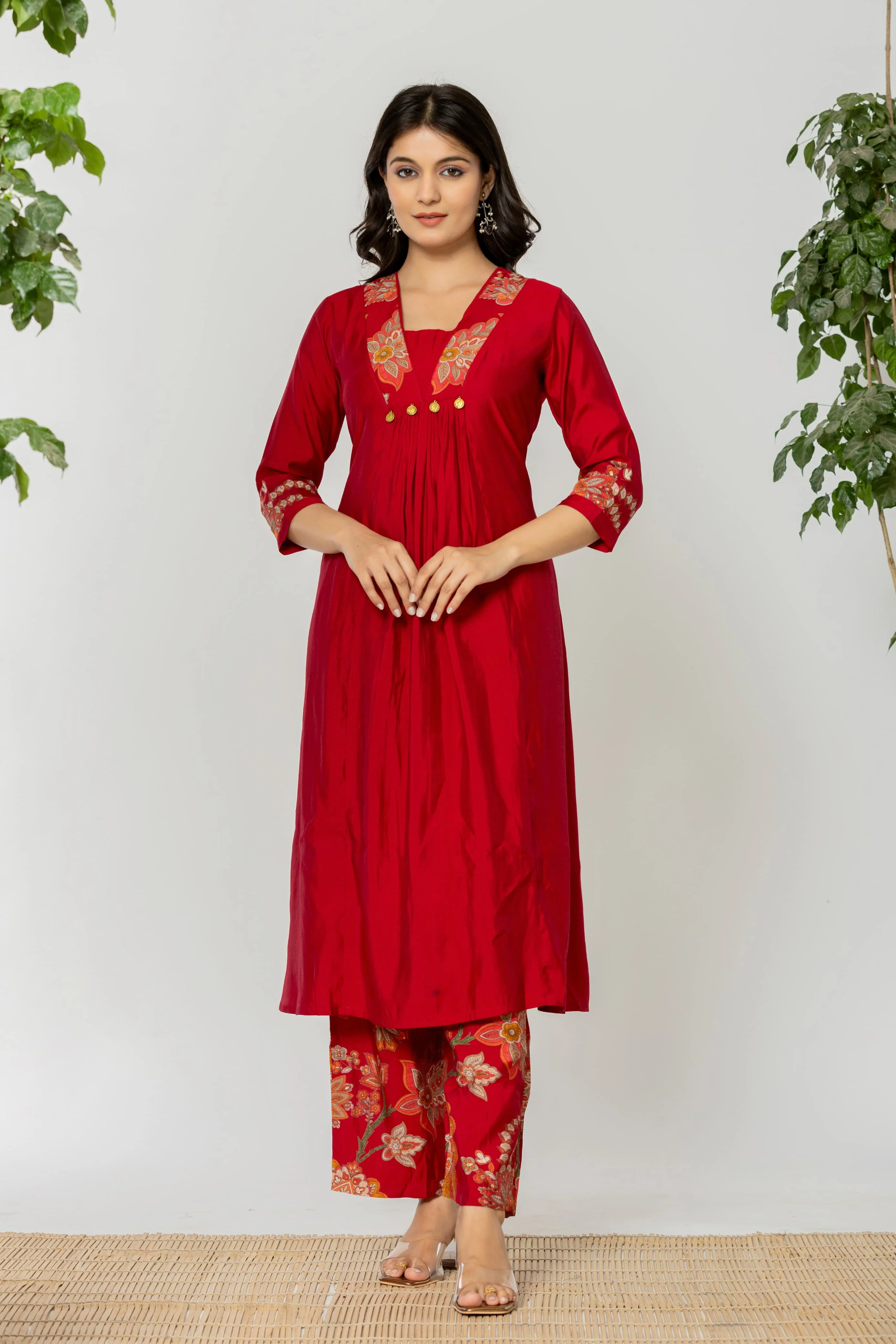 SNEHA CRIMSON KURTA PANT SET - Image 7