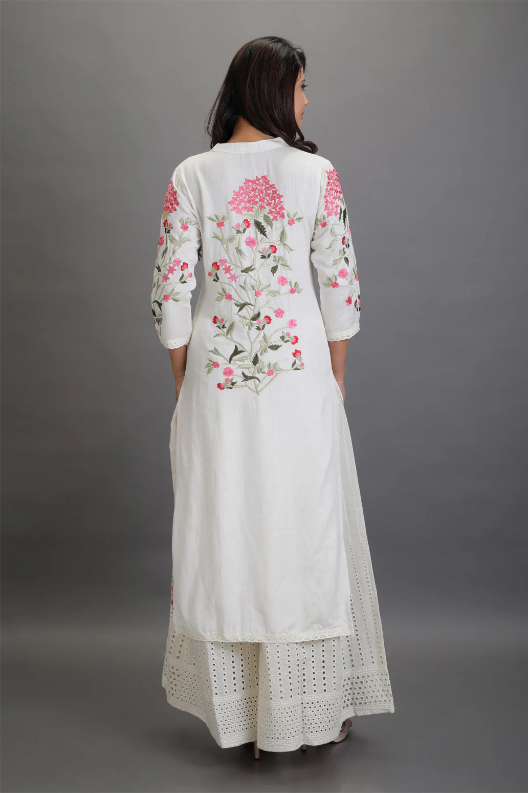 Cotton Embroidred Kurta with Heavy Hakoba embroidered Pallazos - Image 3