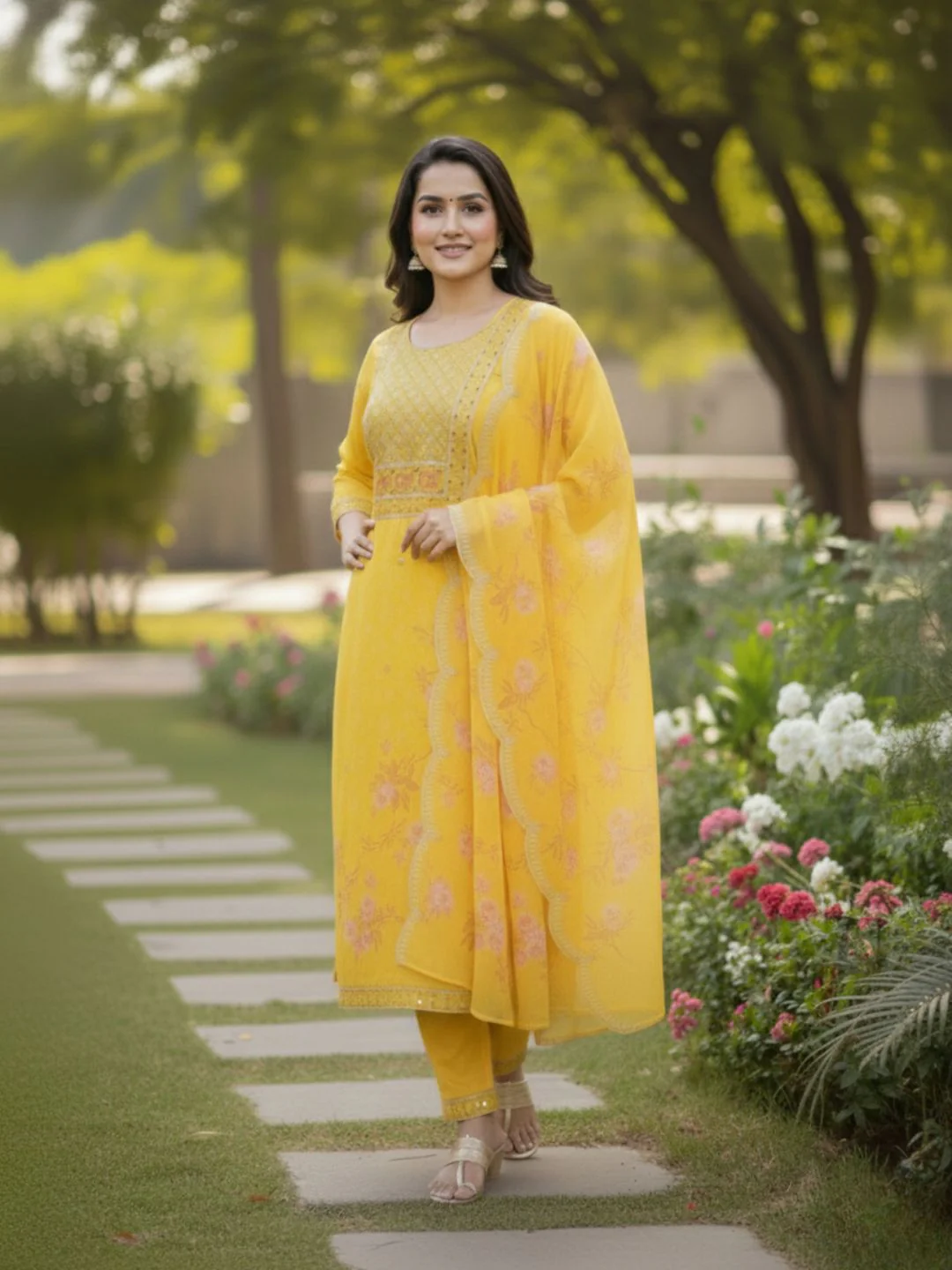 Gunjan Sunflower Cotton Suit Set - Image 4