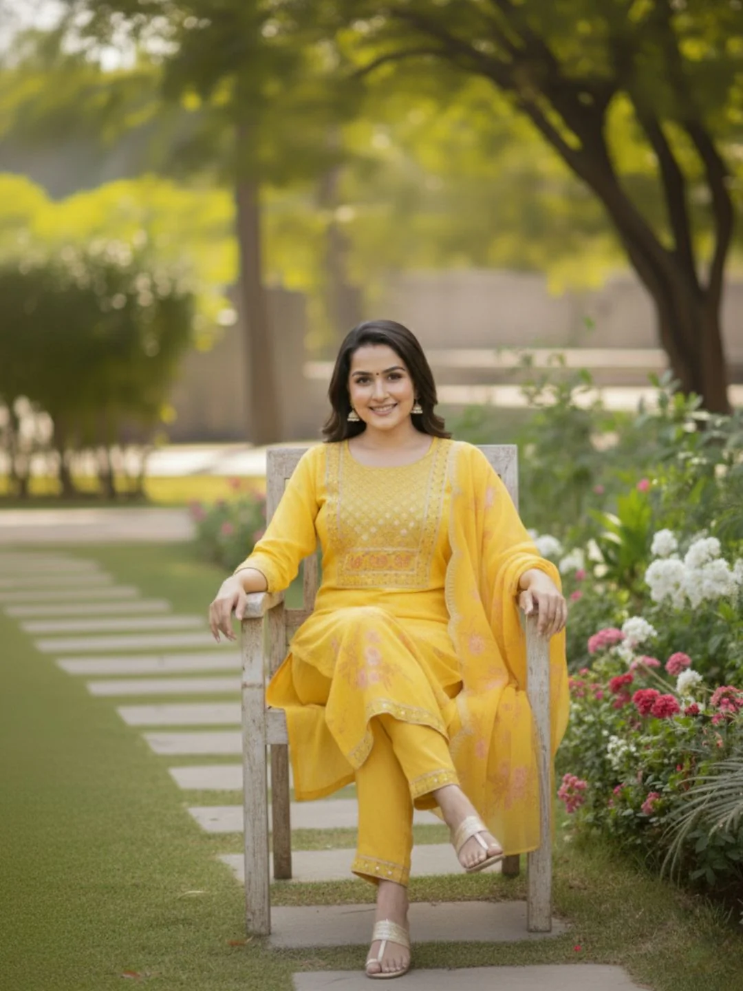 Gunjan Sunflower Cotton Suit Set - Image 6