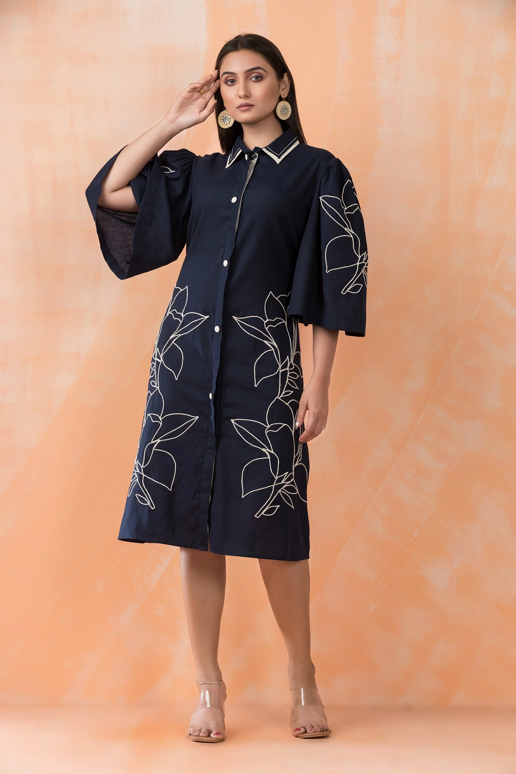 Niharika Charcoal Embroidery Designer Dress - Image 2