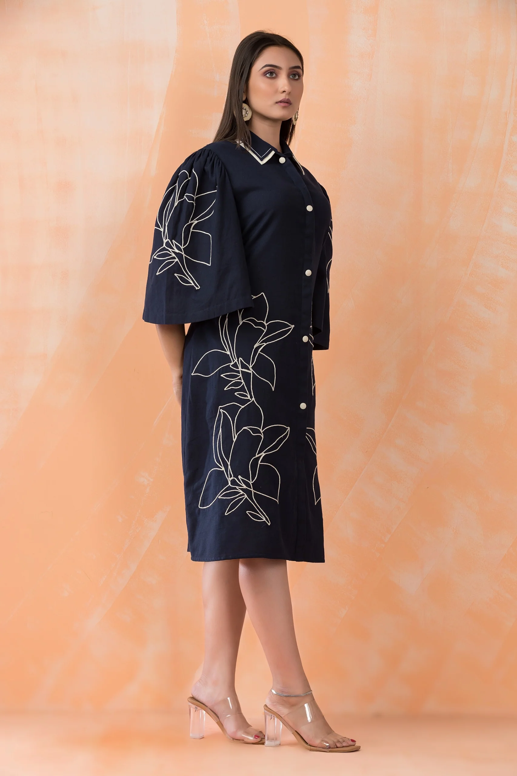 Niharika Charcoal Embroidery Designer Dress - Image 4