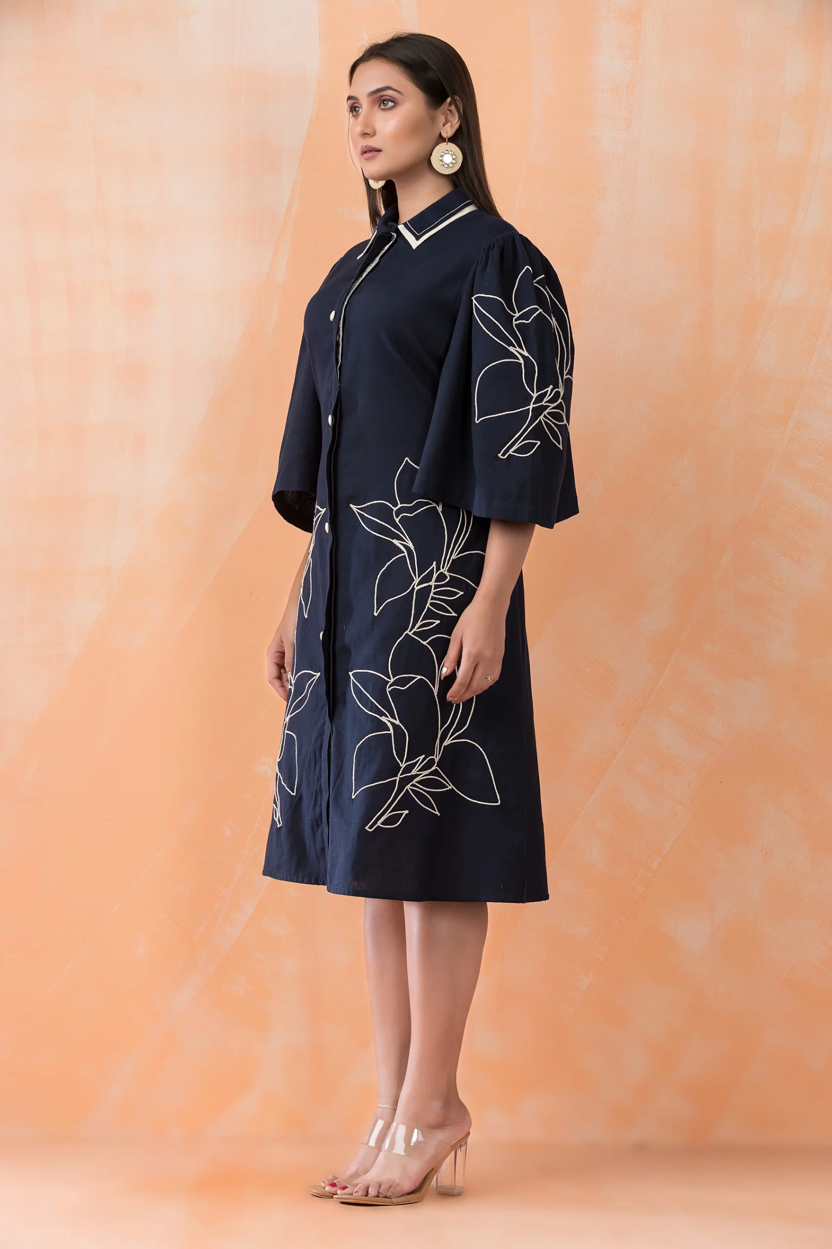 Niharika Charcoal Embroidery Designer Dress - Image 6