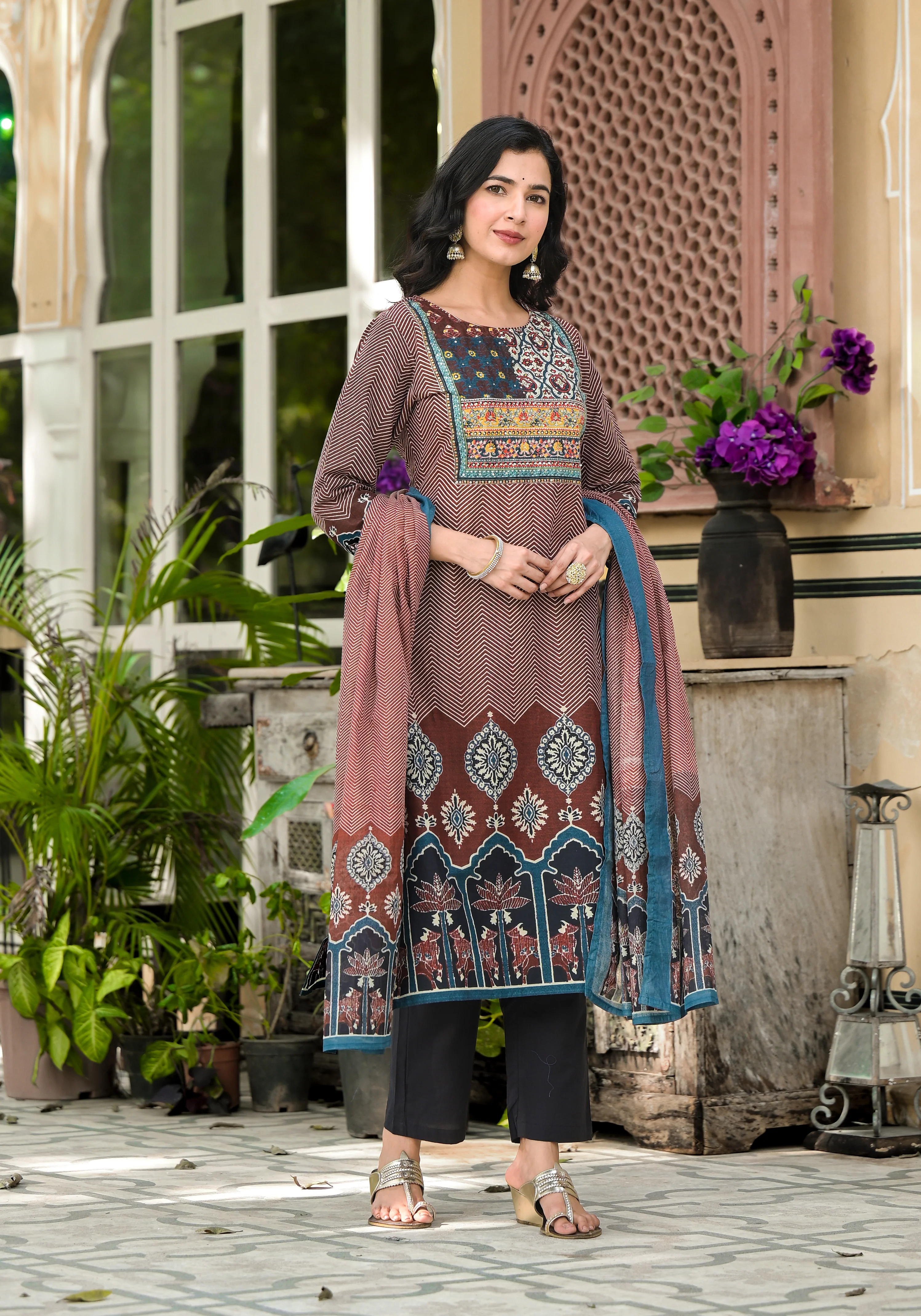 Aranya Walnut Pure Cotton Suit Set - Image 3