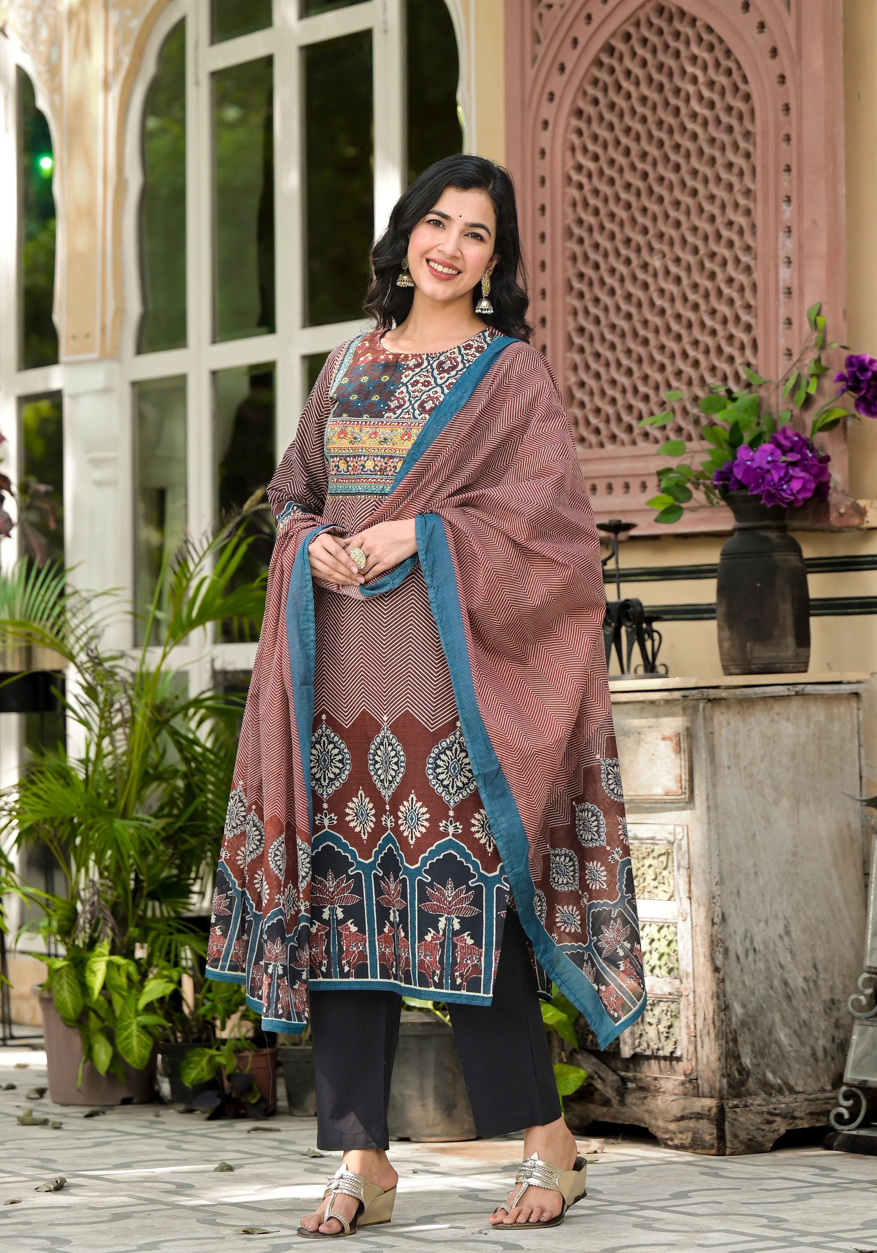 Aranya Walnut Pure Cotton Suit Set - Image 5