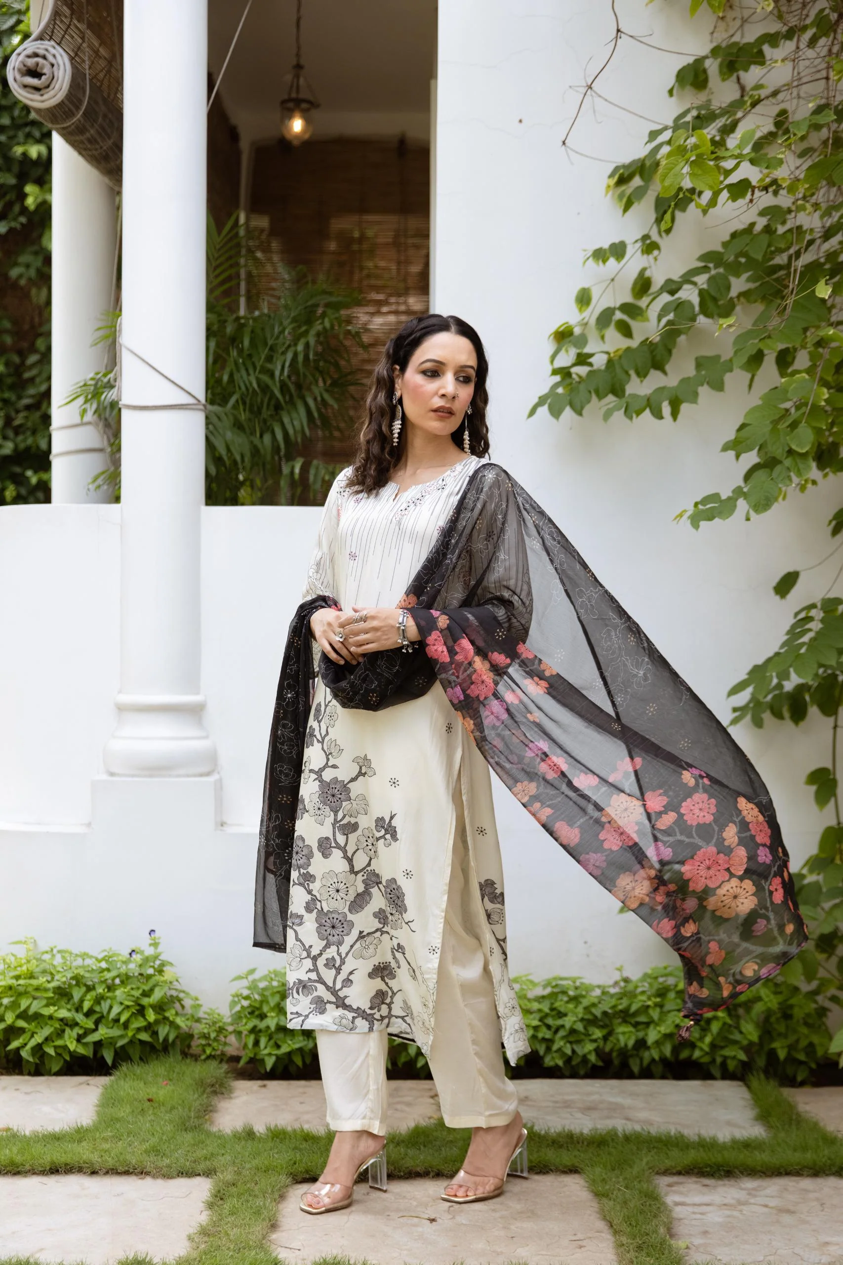 Samiksha Dove Premium Digital Print Muslin Suit Set - Image 5