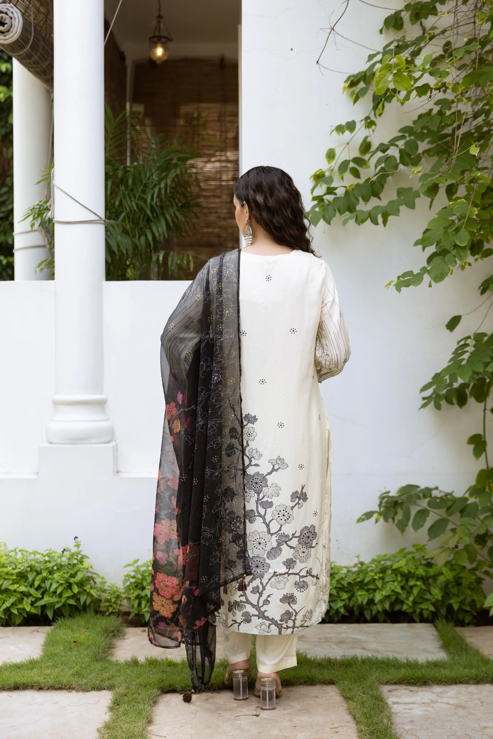 Samiksha Dove Premium Digital Print Muslin Suit Set - Image 6