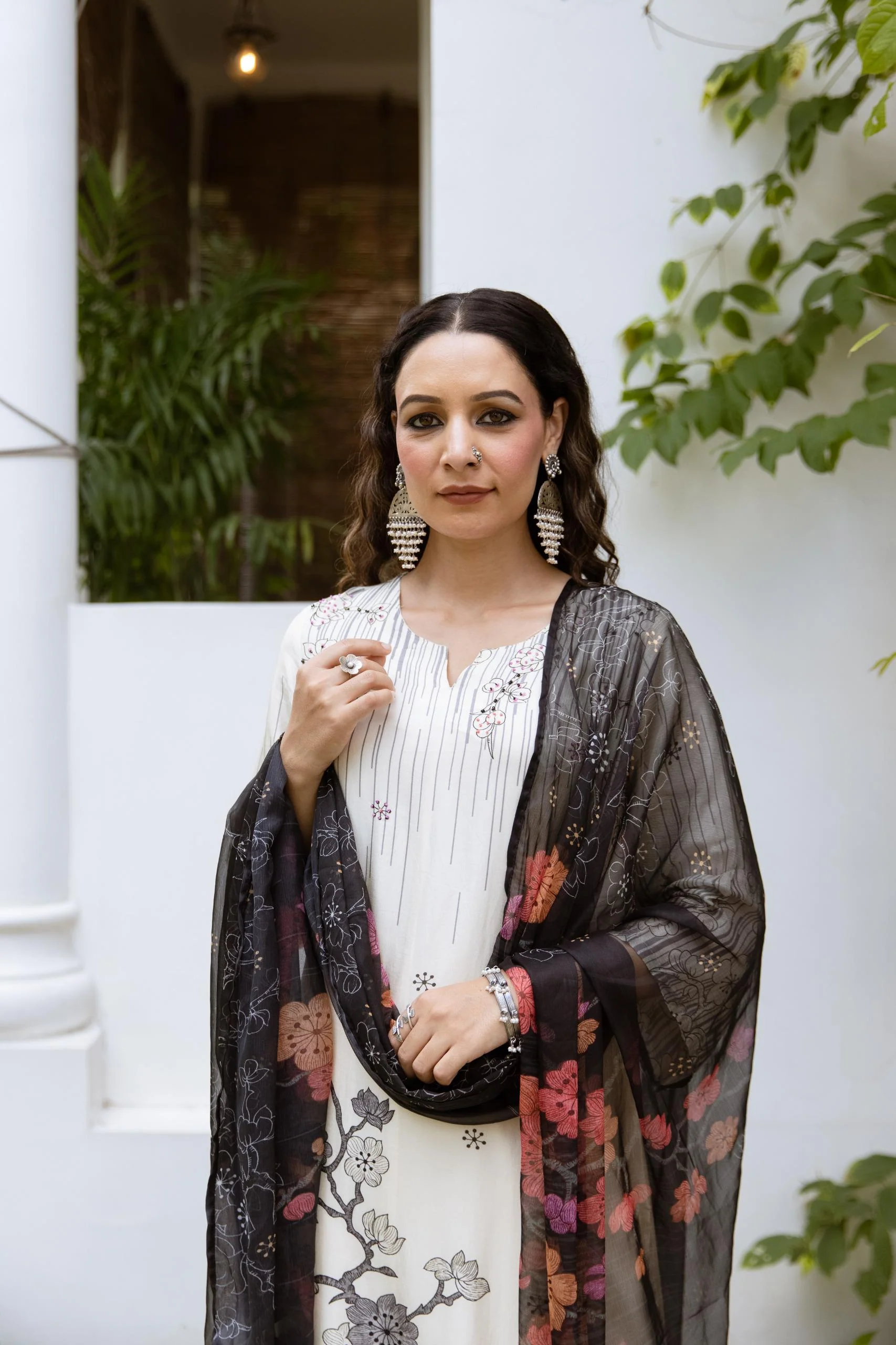 Samiksha Dove Premium Digital Print Muslin Suit Set - Image 7