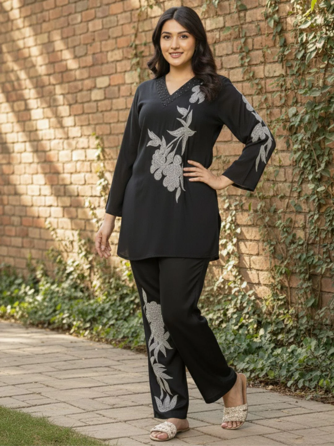 Bodhi Onyx Embroidery Muslin Co-ord Set - Image 3