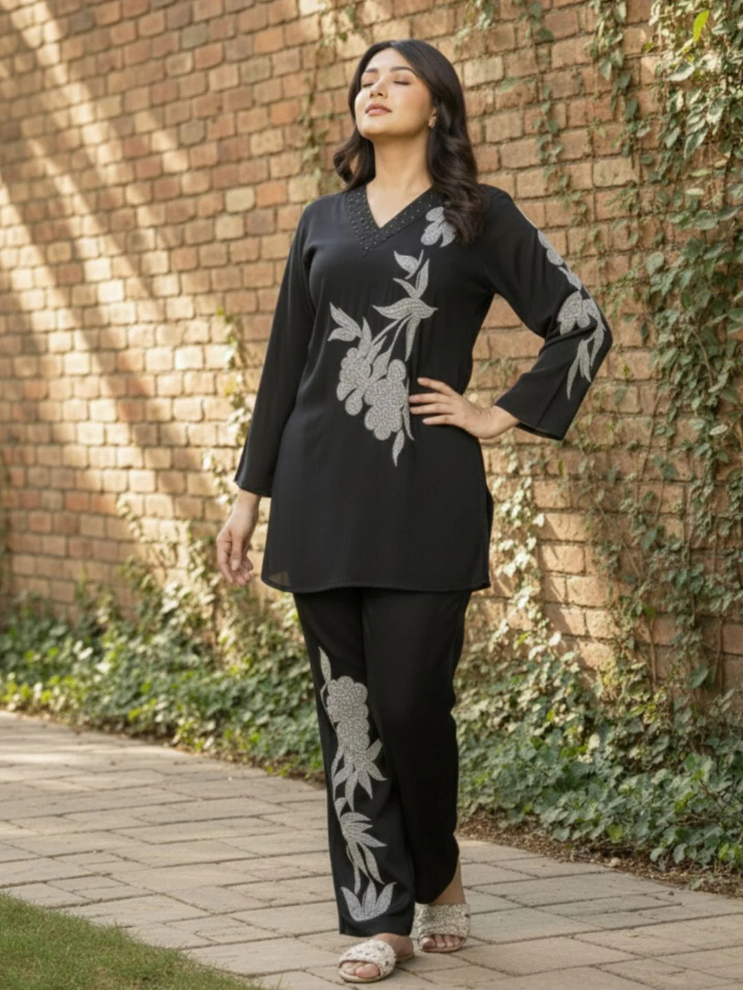 Bodhi Onyx Embroidery Muslin Co-ord Set - Image 6