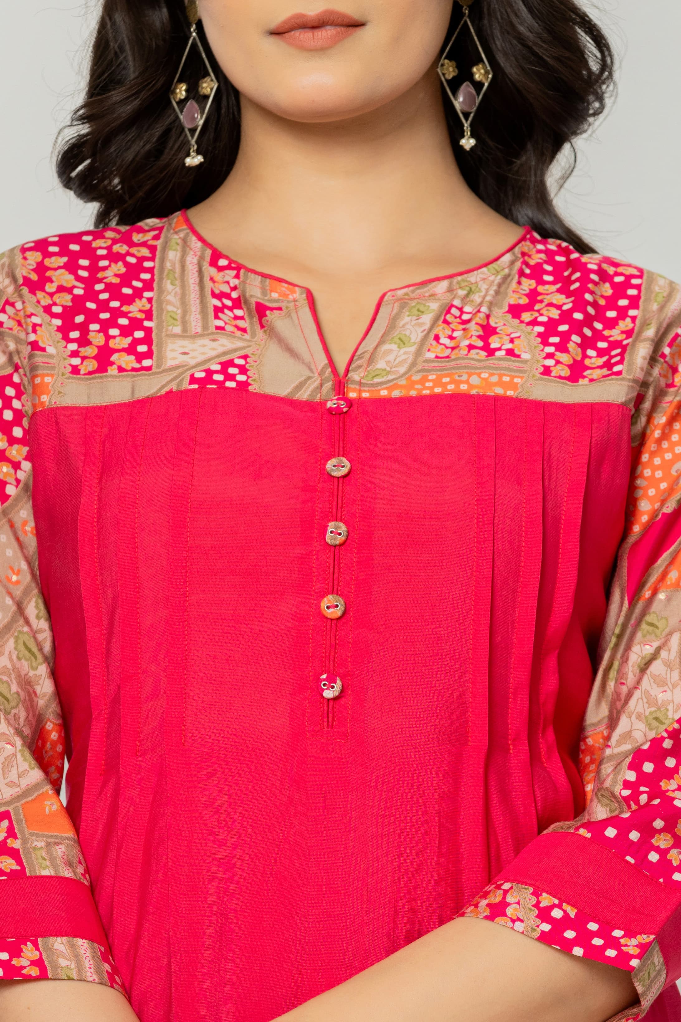 SNEHA FUSCHIA KURTA PANT SET - Image 4