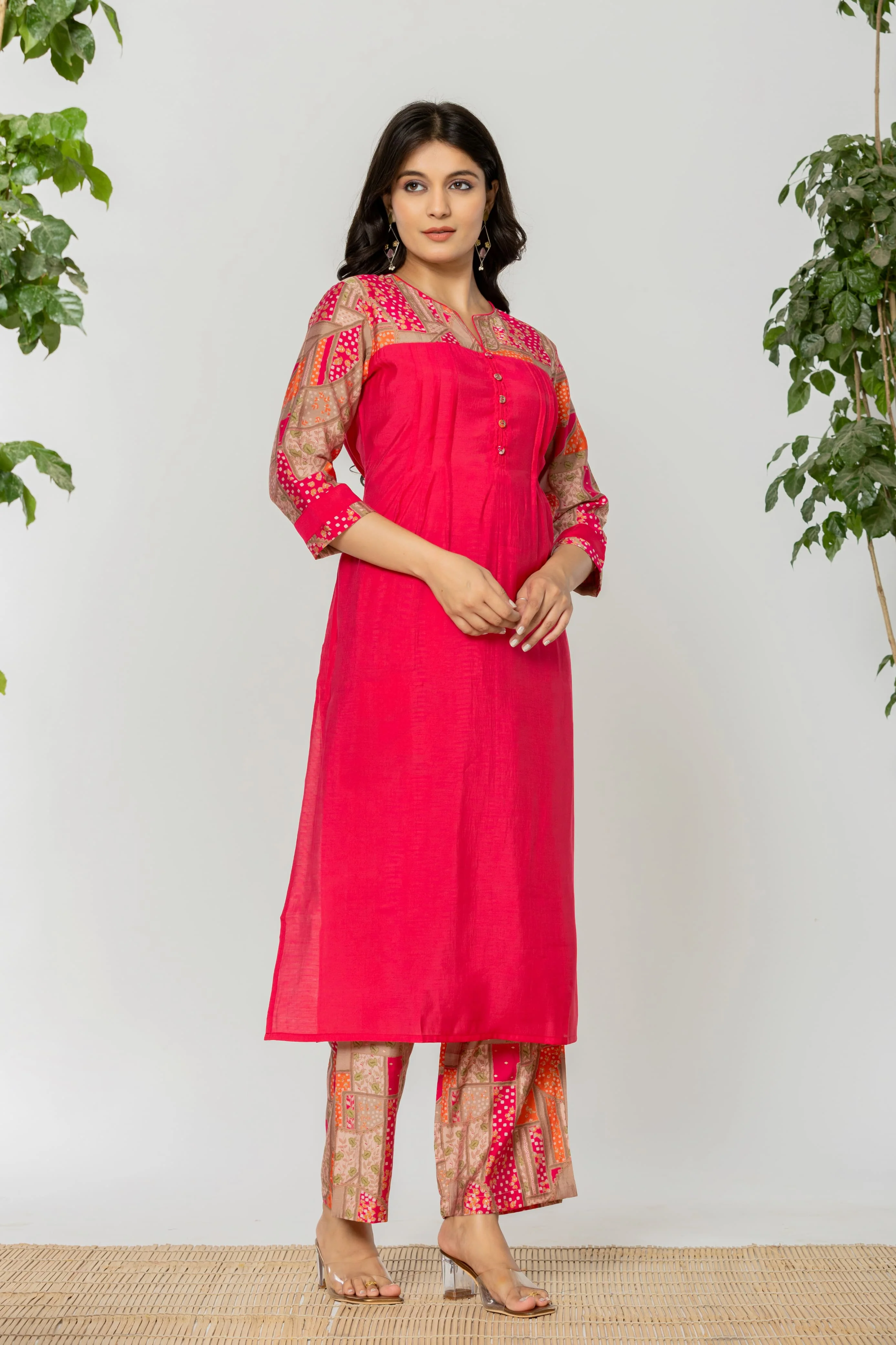 SNEHA FUSCHIA KURTA PANT SET - Image 5