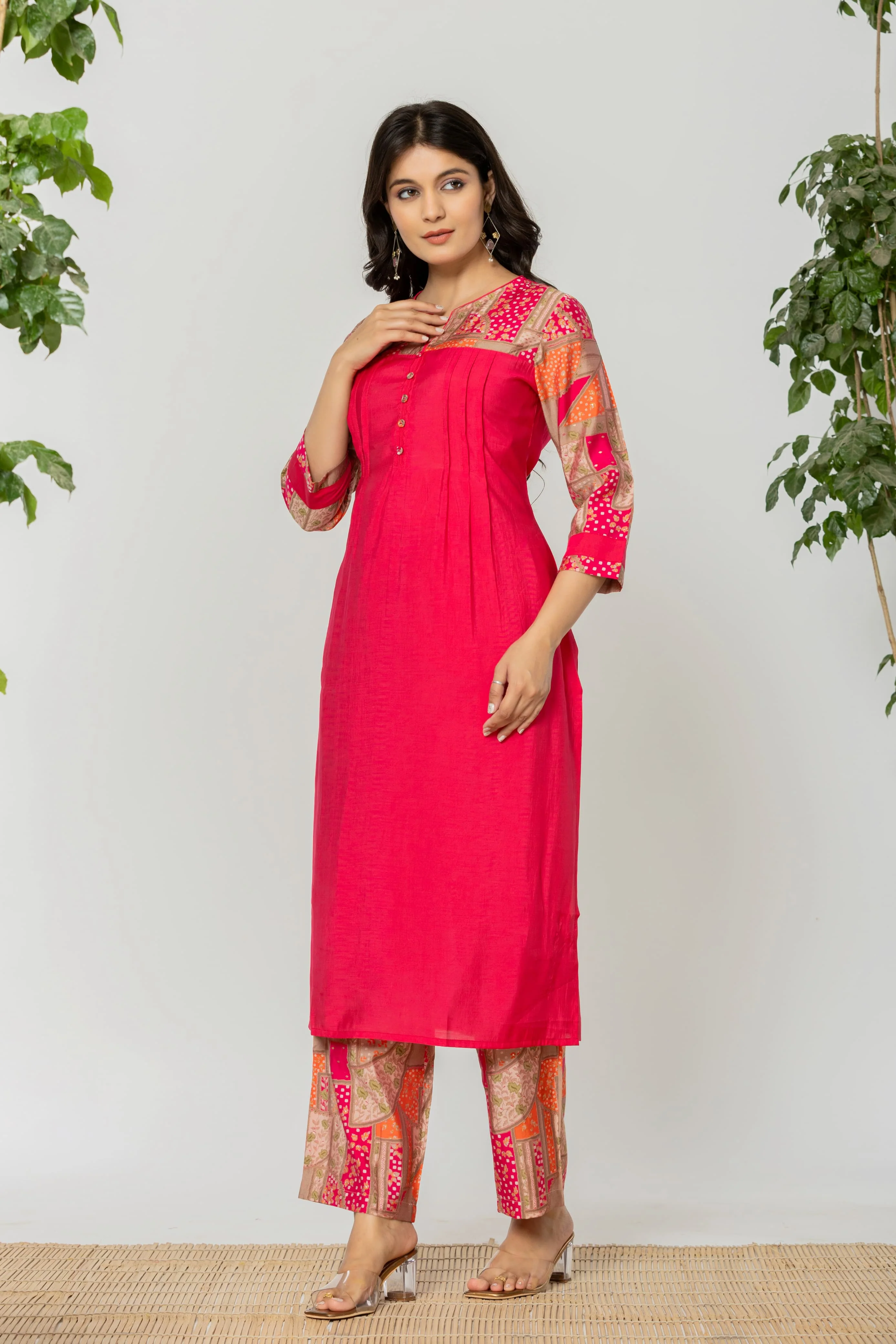 SNEHA FUSCHIA KURTA PANT SET - Image 6