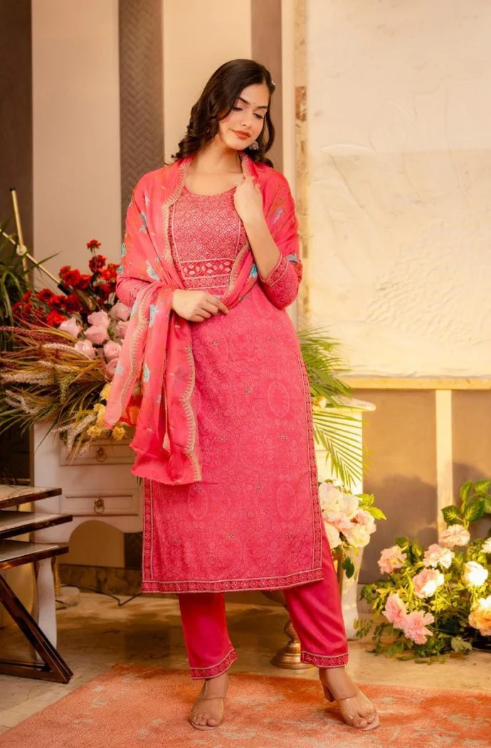 Gunjan Rosewood Cotton Suit Set - Image 3
