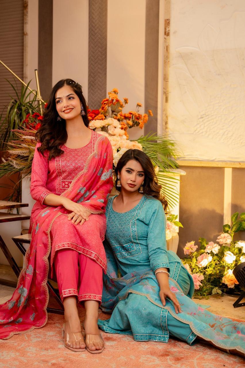 Gunjan Rosewood Cotton Suit Set - Image 4