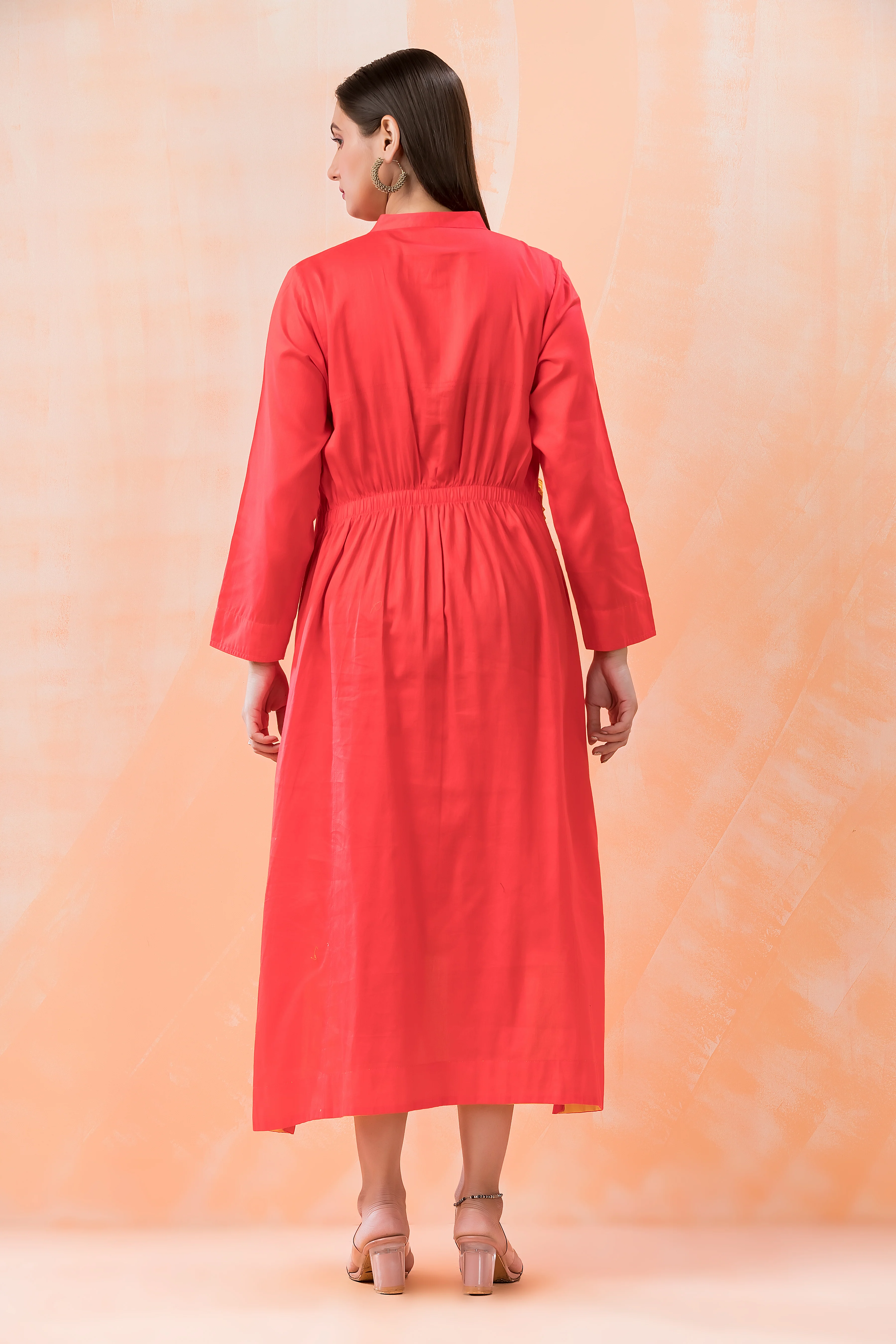 Niharika Apricot cotton Dress - Image 3