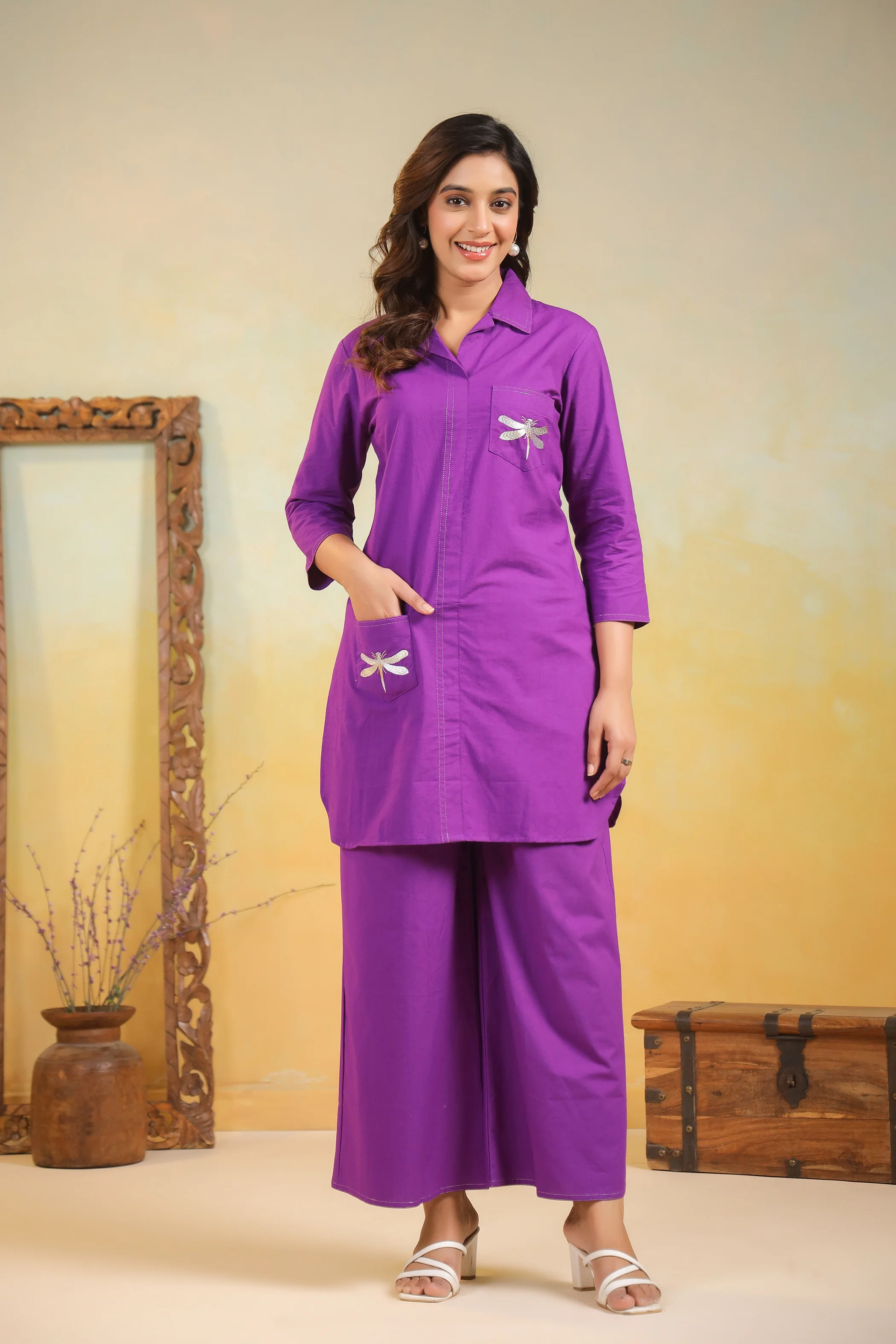Jayti Orchid Butterfly Cotton Co-ord Set - Image 4