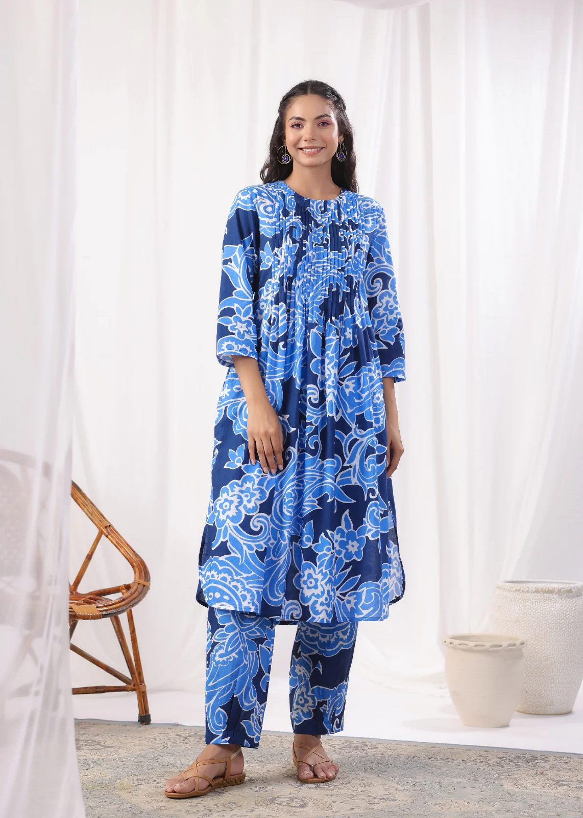 Harshini Sapphire Printed Cotton Co-ord Set - Image 14